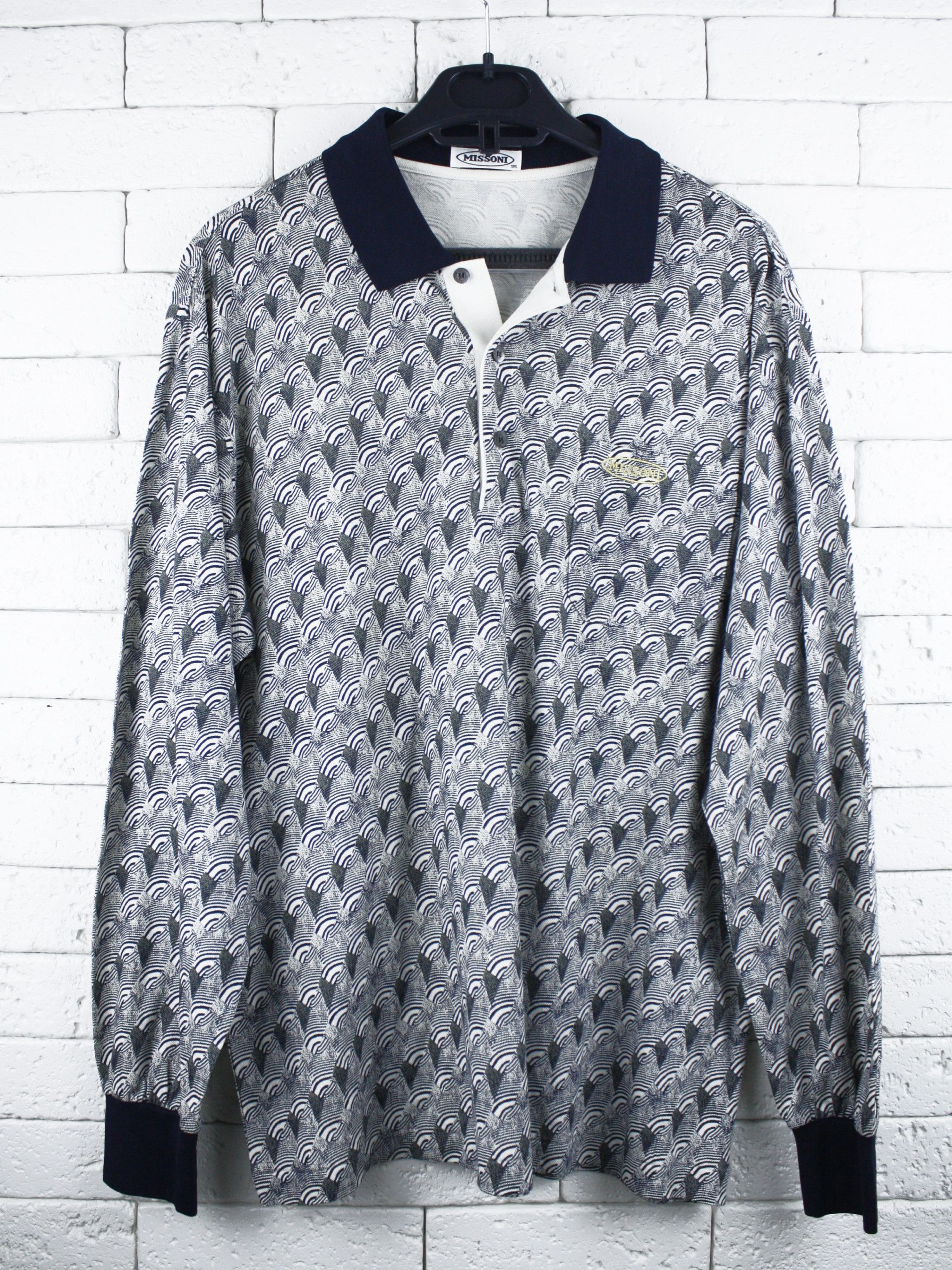 Missoni Monogram Print Long Sleeve Polo Vintage