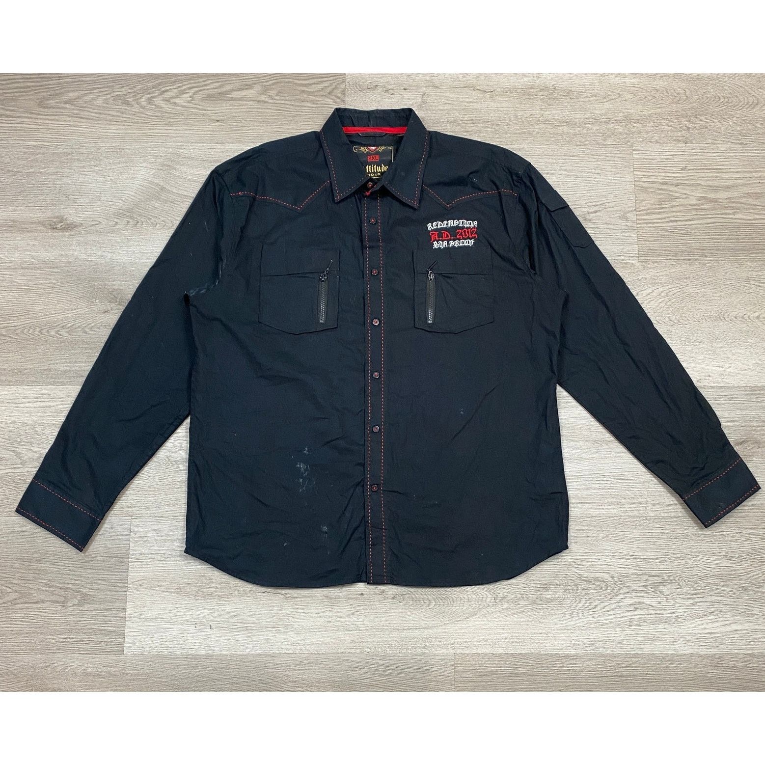 Other Attitude Gold Redemption Y2K Long Sleeve Button Up Shirt 2XL Size US XXL / EU 58 / 5 - 2 Thumbnail