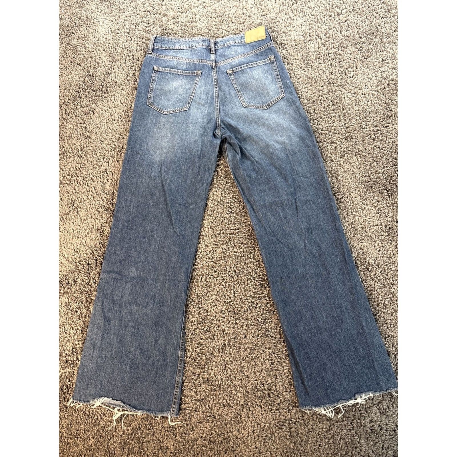 Aeropostale AeroPOSTALE Jeans Womens 30x32 Wide-Leg High Rise Dark Frayed Distressed Pockets Denim Blue 100% Cotton Regular Jeans Womens Boys Girls Size 30" / US 8 / IT 44 - 7 Thumbnail