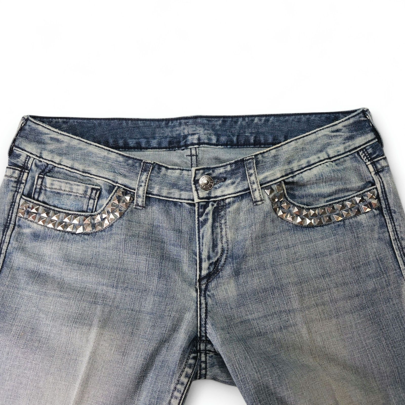 Express EUC Express Stella Bootcut Jeans Sz. 12 Studded Distressed Size 34" / US 12 / IT 48 - 6 Thumbnail
