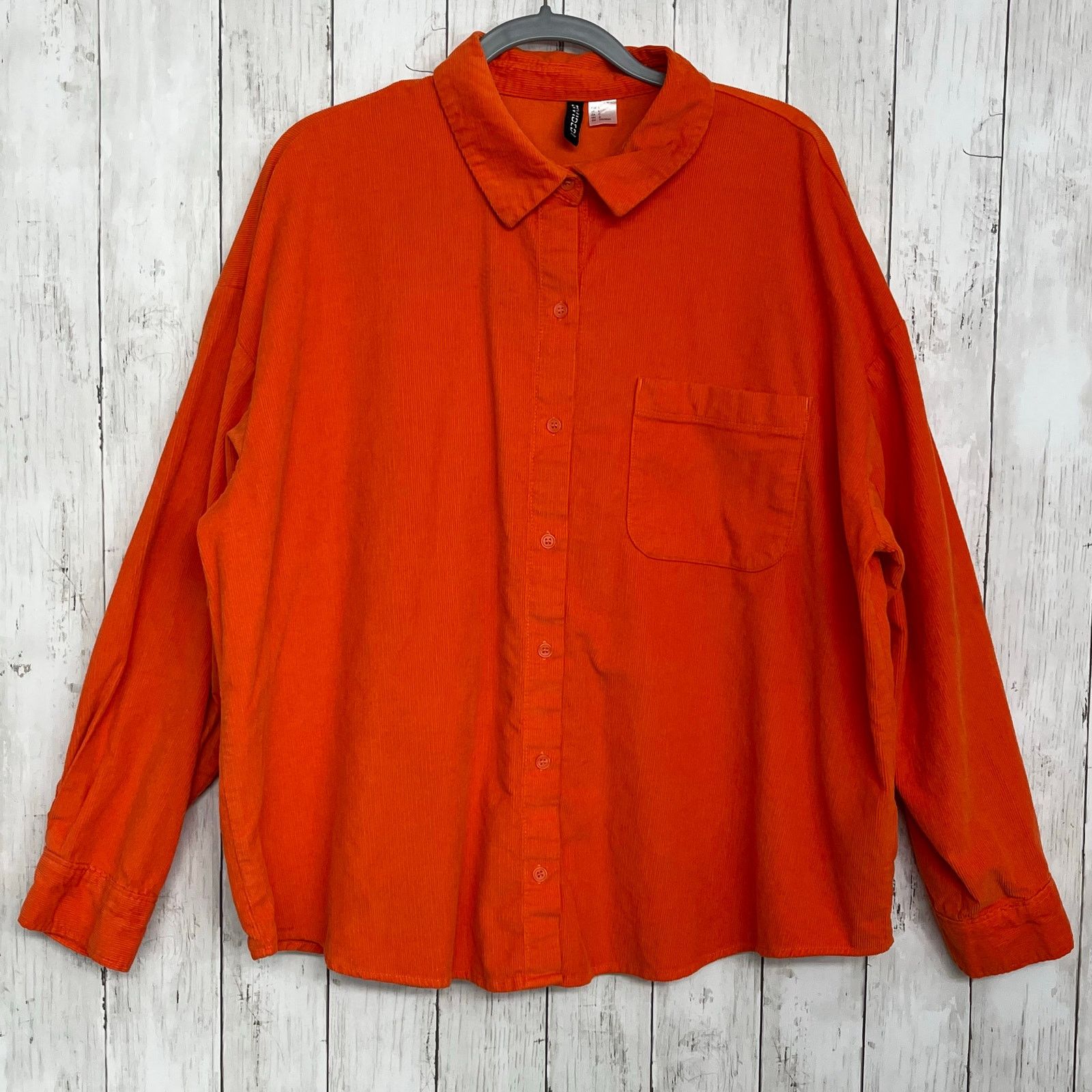 Divided Divided Orange Corduroy Long Sleeve Button Down Shirt Size US L / EU 52-54 / 3 - 1 Thumbnail