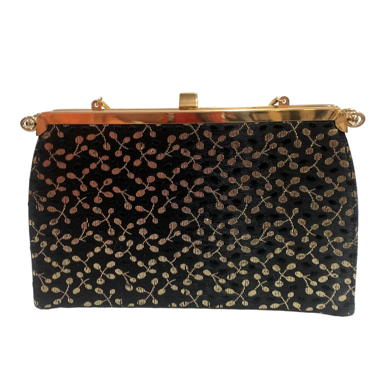 Vintage 60s Black & Gold Convertible Bag | 3 Way Top Handle Handbag Size ONE SIZE - 6 Thumbnail