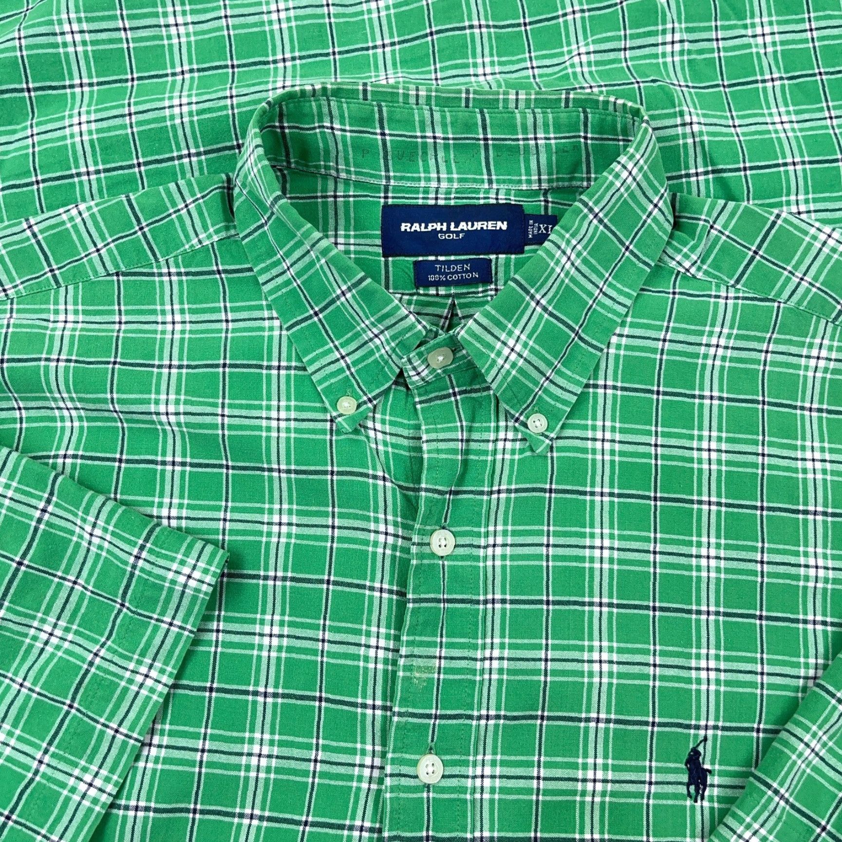 Ralph Lauren Ralph Lauren Shirt Men XL Green Plaid Button-Up Dress Tilden Golf Camp Blue Pony Size 46R - 2 Thumbnail