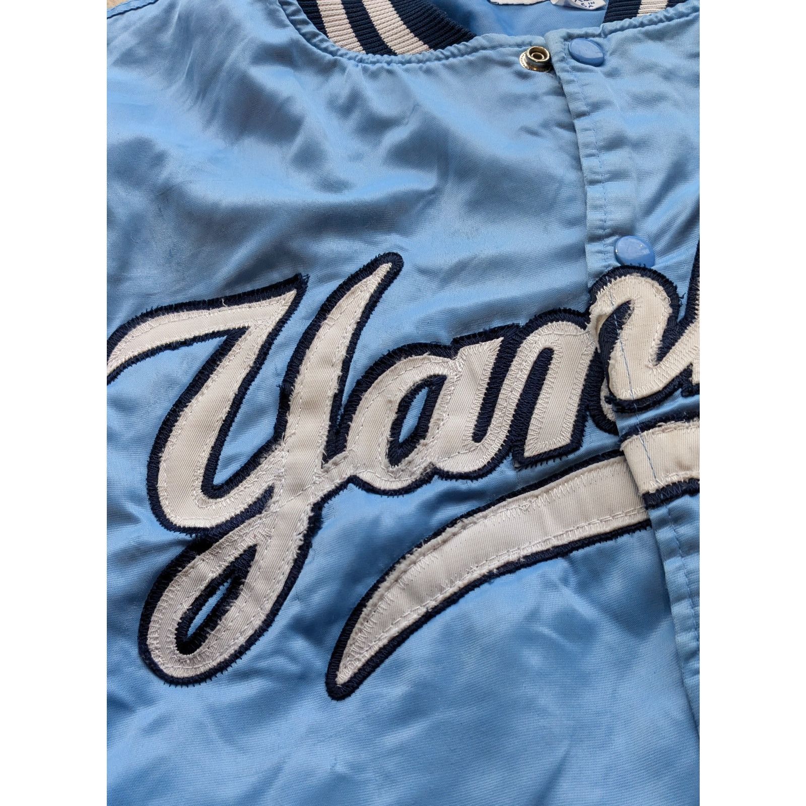 MLB × Starter NY Yankees 90s STARTER satin BABY BLUE bomber 2XL MLB vtg Size US XXL / EU 58 / 5 - 6 Thumbnail