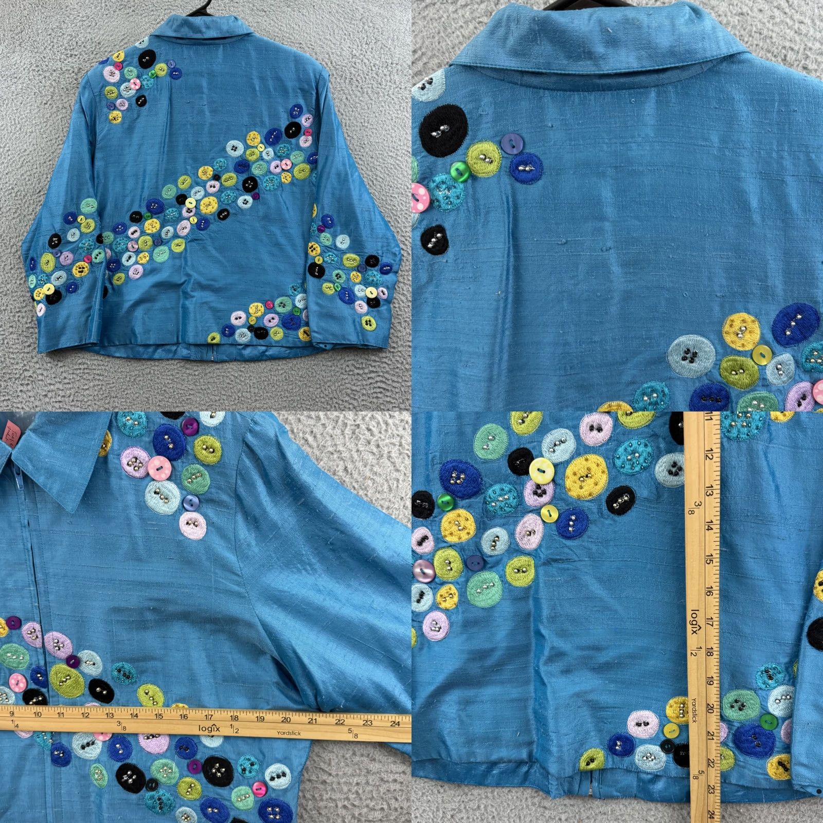 Vintage VINTAGE Anage Jacket Womens L Silk Embroidered 80s Boho Floral Abstract Size L / US 10 / IT 46 - 8 Thumbnail