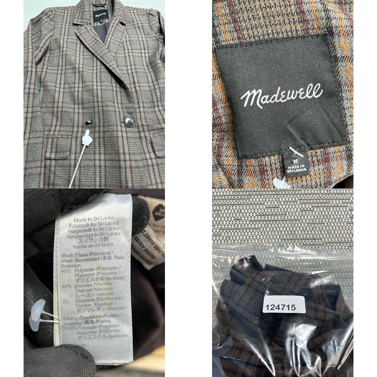 Madewell Madewell Caldwell Blazer Jacket Womens M Multicolor Plaid Button Pockets Single-Breasted Lightweight Casual Business Size M / US 6-8 / IT 42-44 - 8 Thumbnail