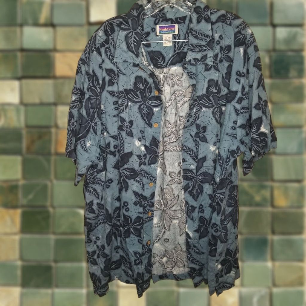 Vintage Northcrest Men’s XL Blue Hawaiian Short Sleeve Button-Up Shirt Size US XL / EU 56 / 4 - 1 Thumbnail