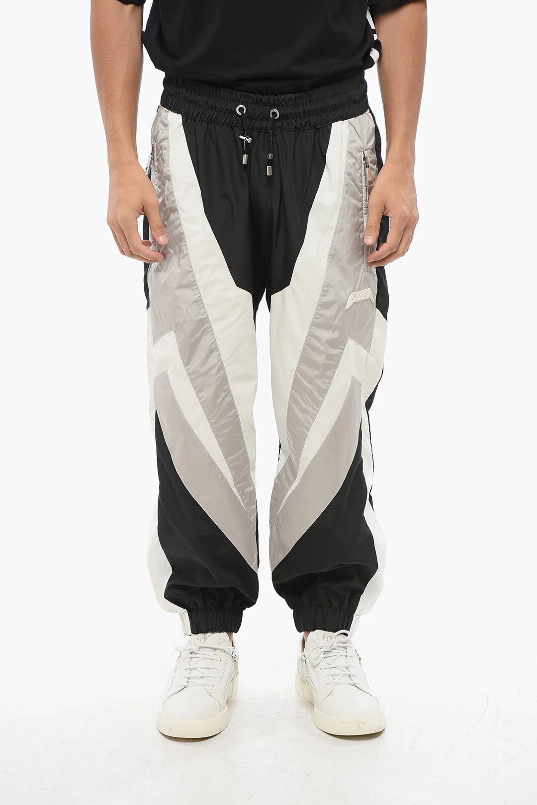 Balmain og1mm0326 Nylon Sweatpants & Joggers in Grey/Black Size US 30 / EU 46 - 1 Thumbnail