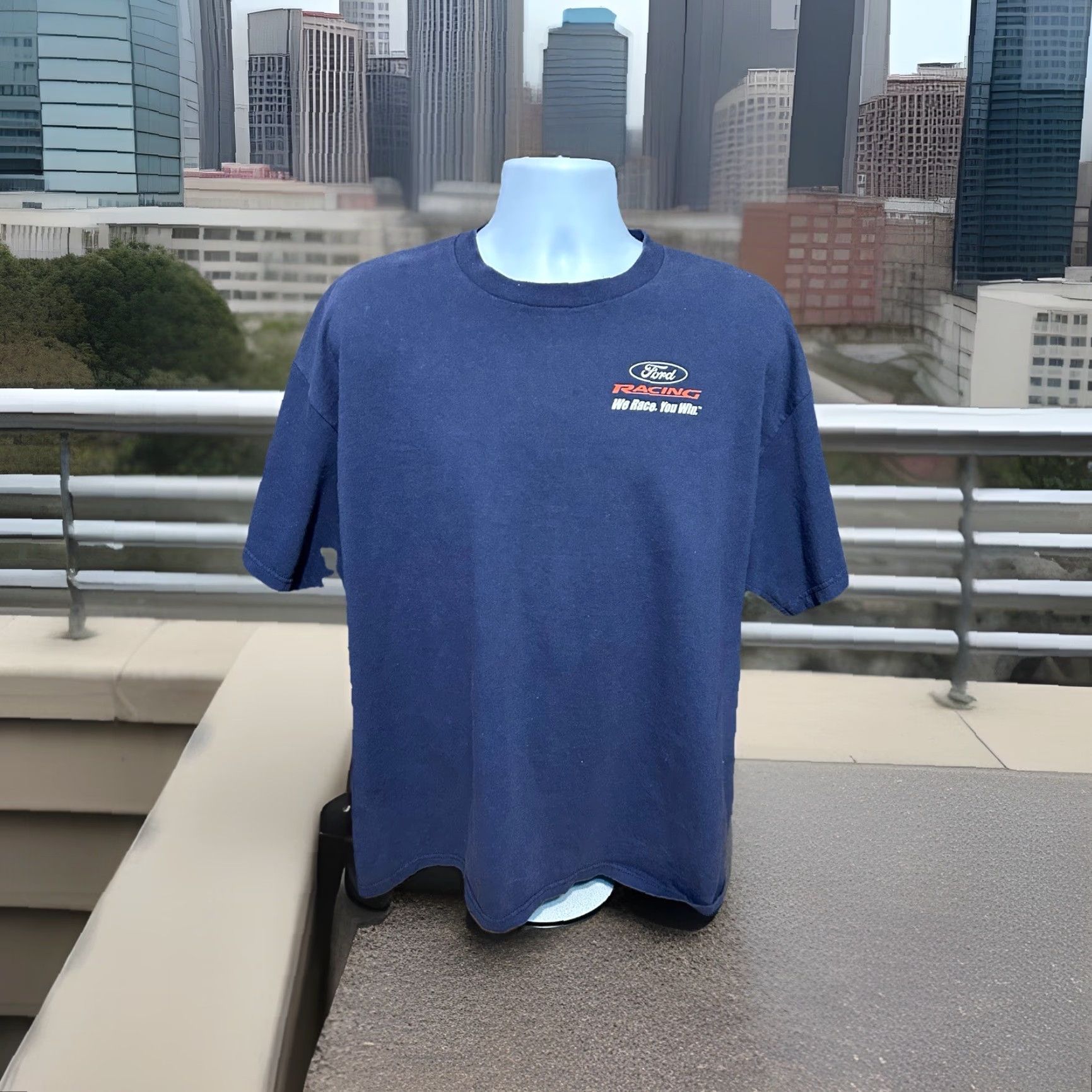 Delta VINTAGE Delta Pro Weight Ford Racing Fusion 06 Shirt Men XL Navy Blue Short Sleeve Crew Neck Graphics Logo 2000s Mens TX Size US XL / EU 56 / 4 - 6 Thumbnail