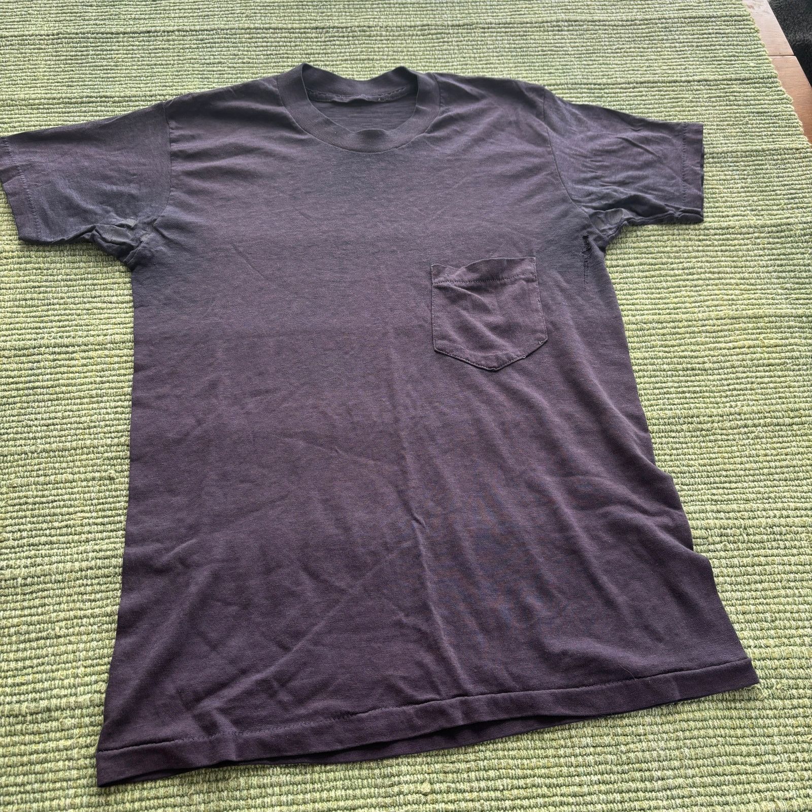 Vintage 70s 80s Vintage Blue Thin Single Stitched Pocket Tee Shirt Size US M / EU 48-50 / 2 - 6 Thumbnail