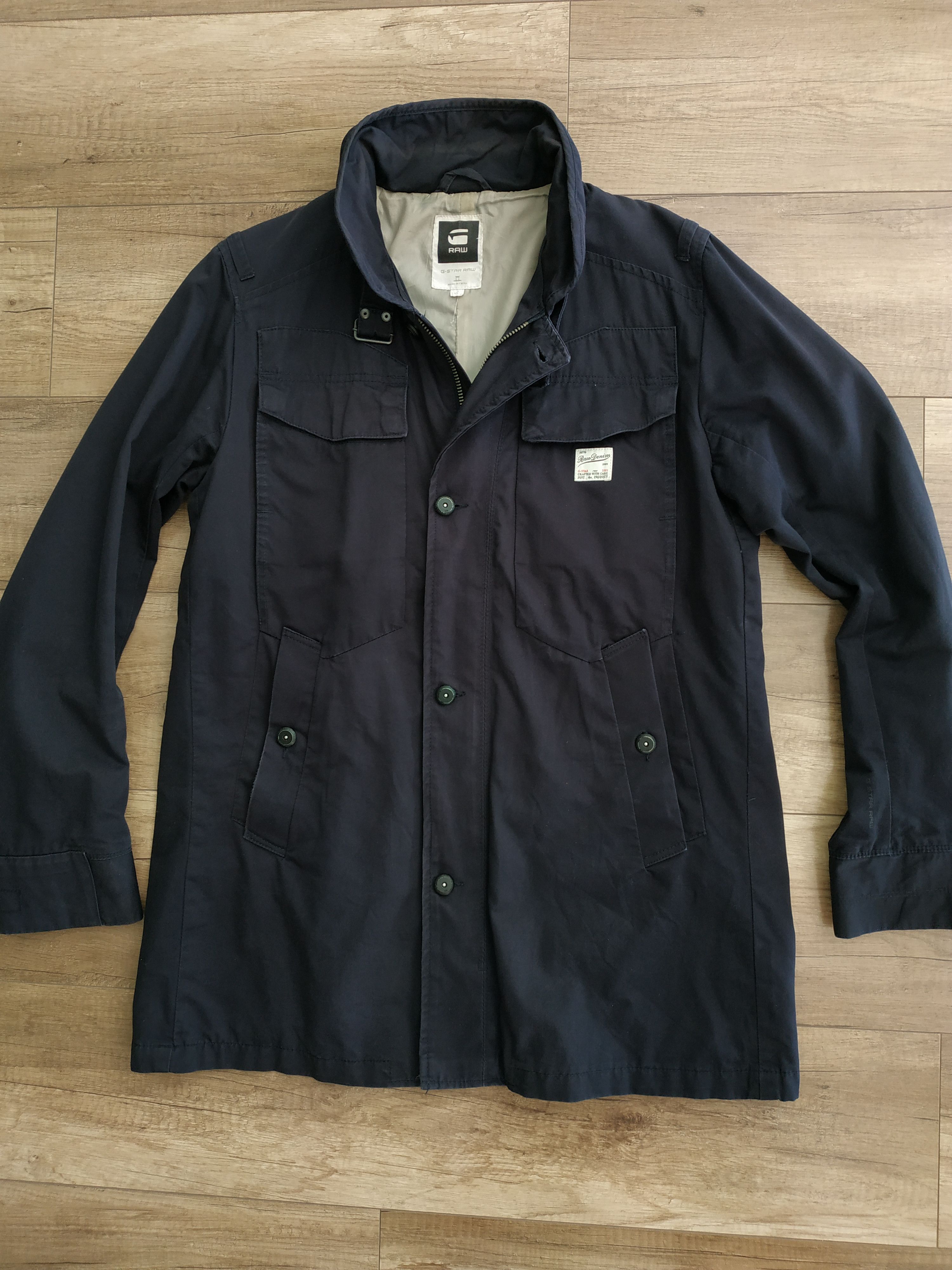 image of G Star Raw G-Star Raw Men's Knee Navy Trench Coat, S. XL in Navy Blue