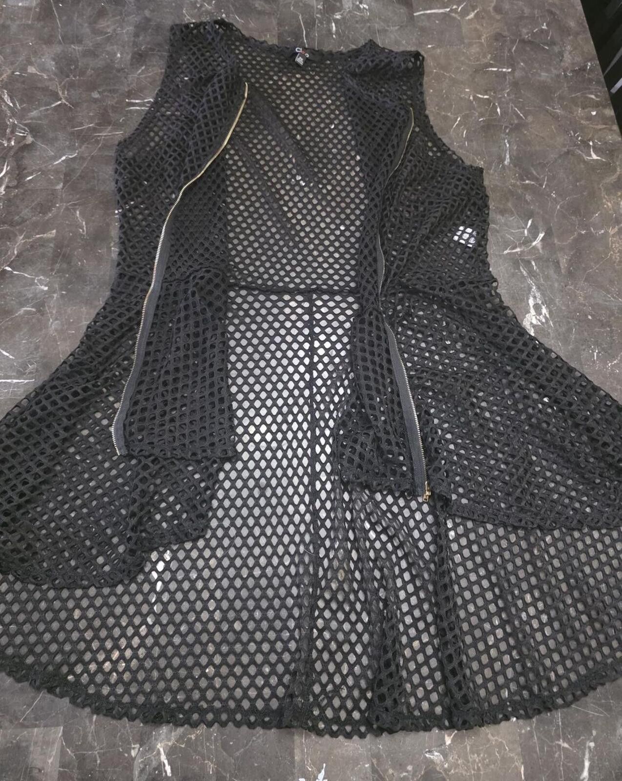 Levi's Vintage Clothing Cleo Black Sexy Mesh Net Peplum Zip Sleeveless Sheer Top 2X Size XXL / US 16-18 / IT 52-54 - 4 Thumbnail