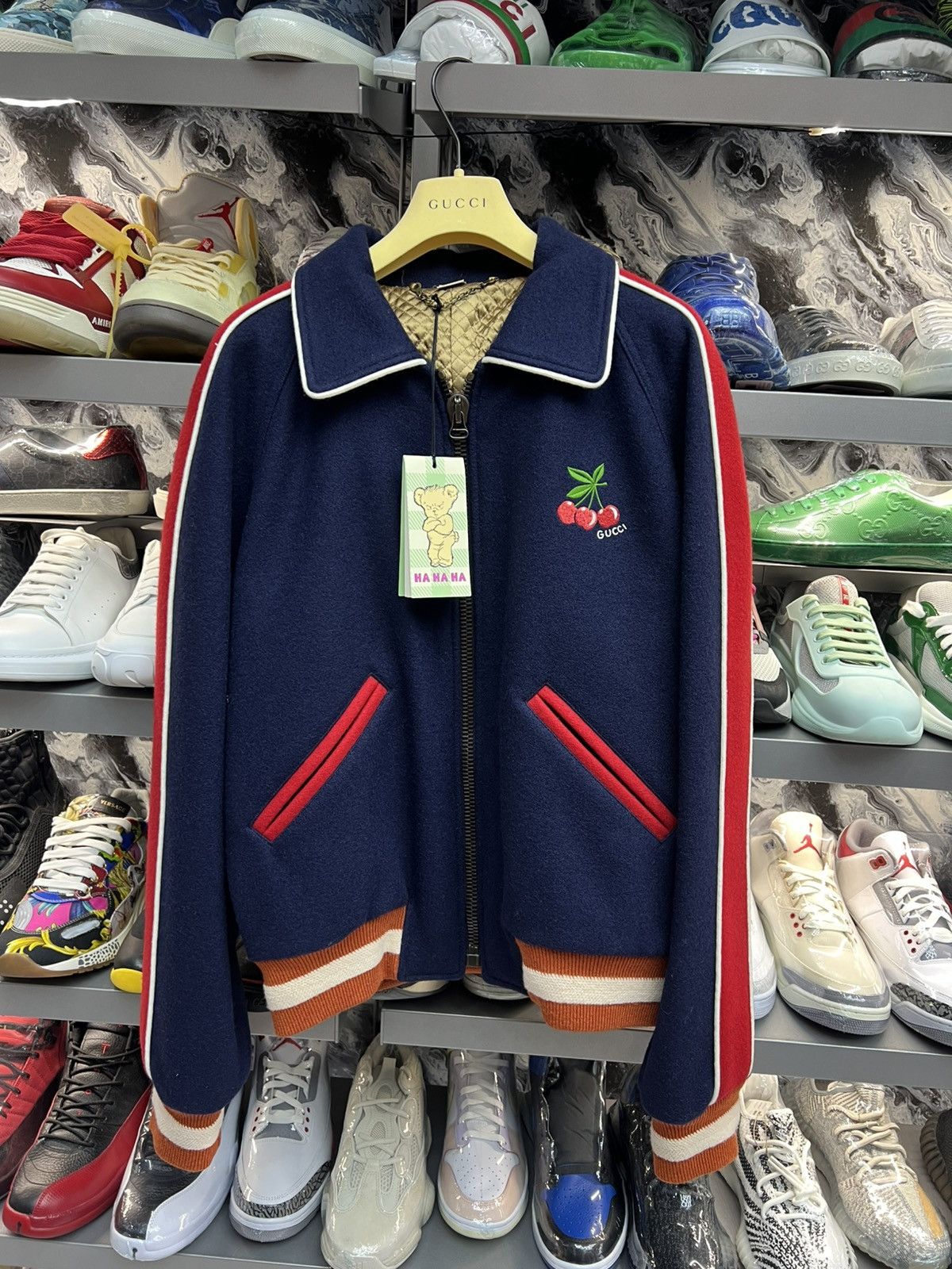 Gucci Gucci Cherry Navy Bomber Jacket Size US M / EU 48-50 / 2 - 1 Thumbnail