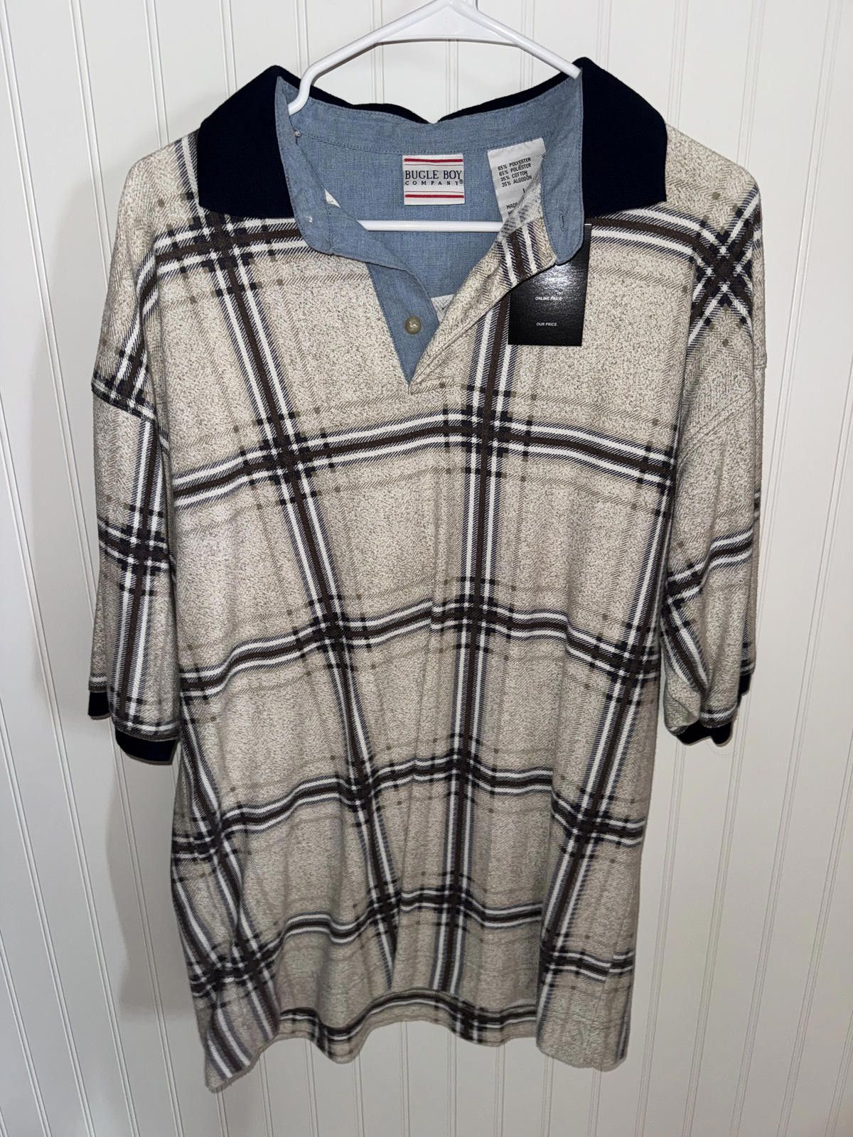Other Vintage Bugle Boy Company Men's Large Plaid Polo Shirt Size US L / EU 52-54 / 3 - 1 Thumbnail