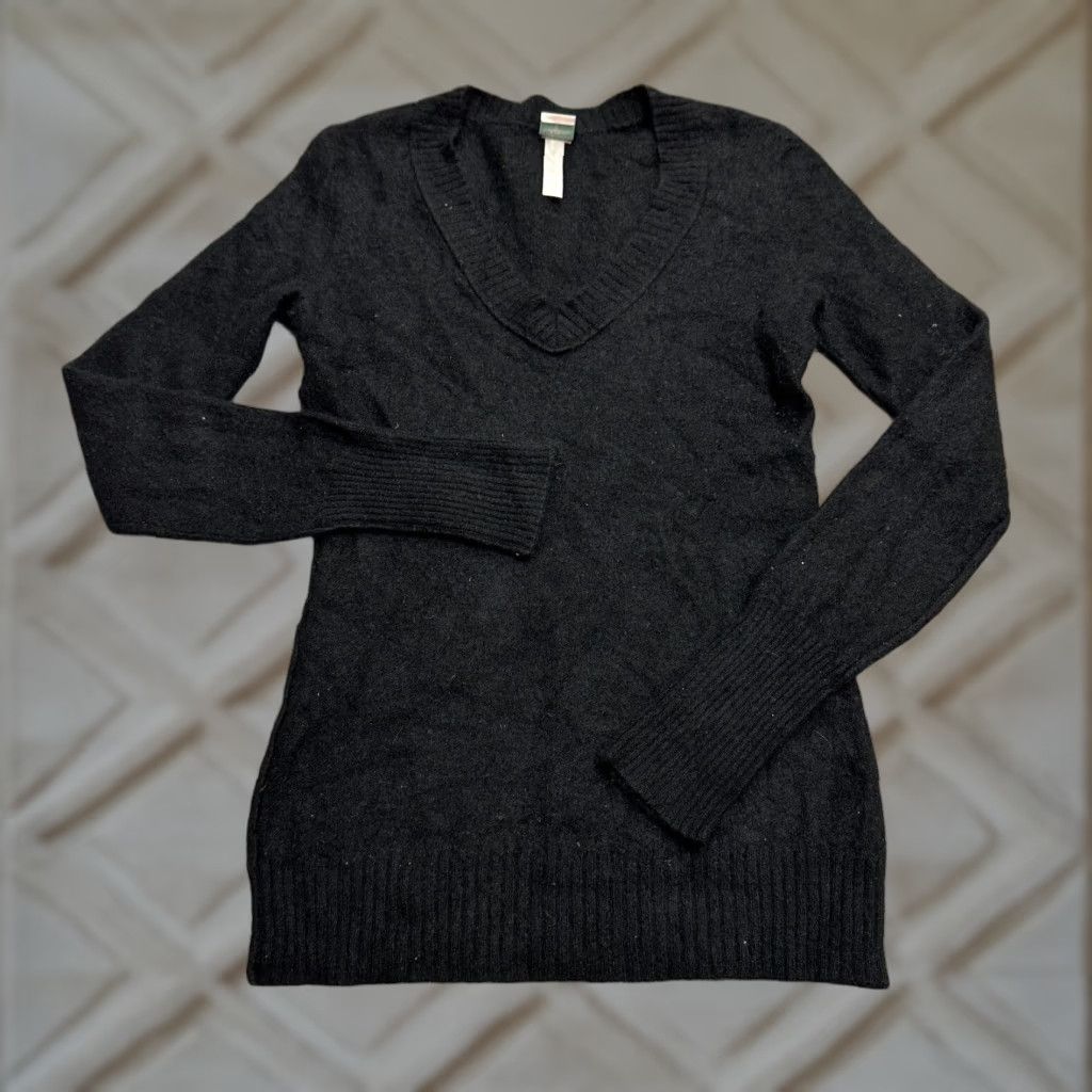 AQUA VINTAGE Aqua Pullover Sweater Womens Small Black Cashmere V-Neck Knit Size S / US 4 / IT 40 - 1 Thumbnail