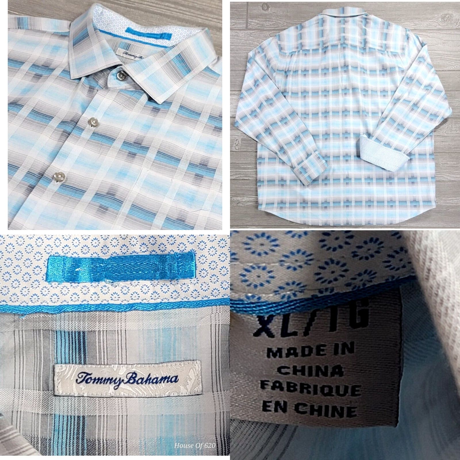 Tommy Bahama Tommy Bahama Mirage Plaid Shirt Island Blue Silk Cotton Blend Long Sleeve XXL XL? Size US XL / EU 56 / 4 - 8 Thumbnail