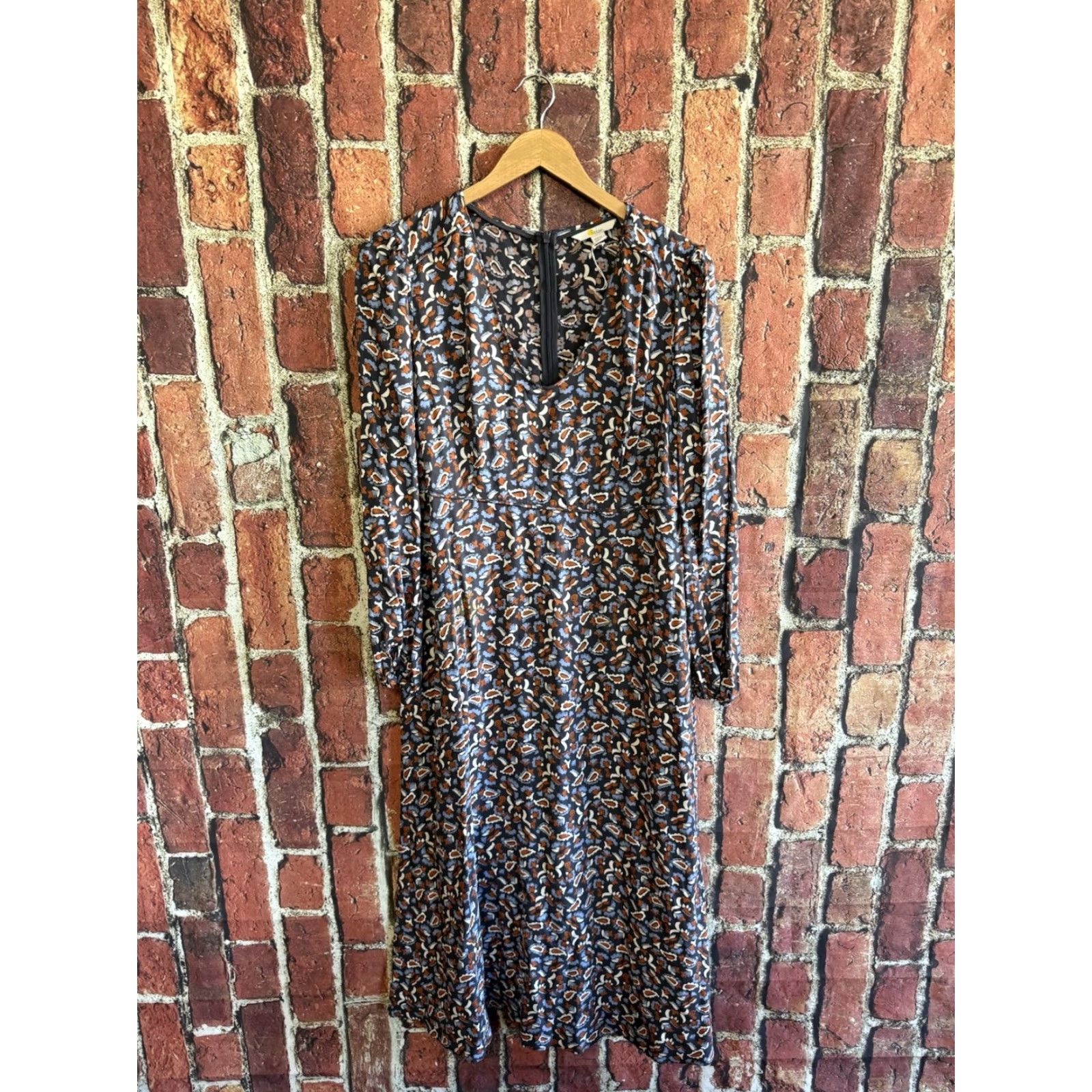Boden Boden Dress Midi Long Sleeve Paisley Floral Pockets Fit & Flare 10R Women Multicolor Size L / US 10 / IT 46 - 2 Thumbnail