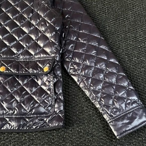 J.Crew J. Crew Quilted Puffer Down Jacket Navy Blue Snap Button Full Zip Women PL Blue Size L / US 10 / IT 46 - 2 Thumbnail