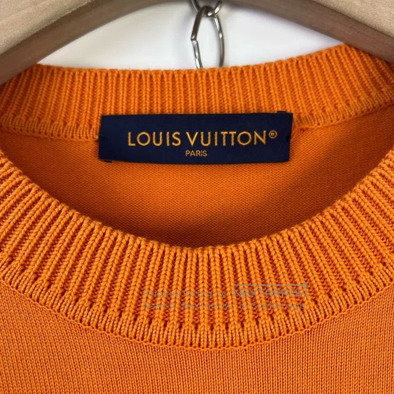 Louis Vuitton Louis Vuitton Orange Pin Embroidered Letter Knit Short Sle Size US L / EU 52-54 / 3 - 3 Thumbnail