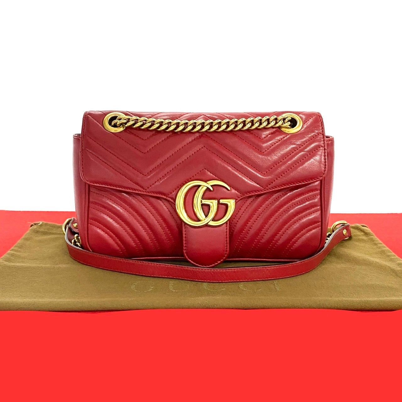 Gucci Gucci Shoulder Bag Red Leather Size ONE SIZE - 1 Thumbnail