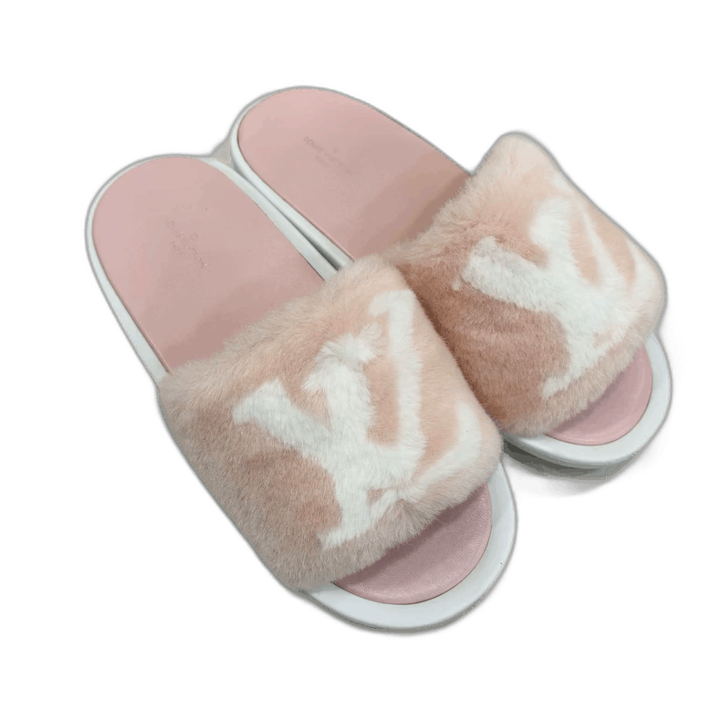 Louis Vuitton LV Pink Fur Slippers Size 38 Size US 8 / IT 38 - 1 Thumbnail