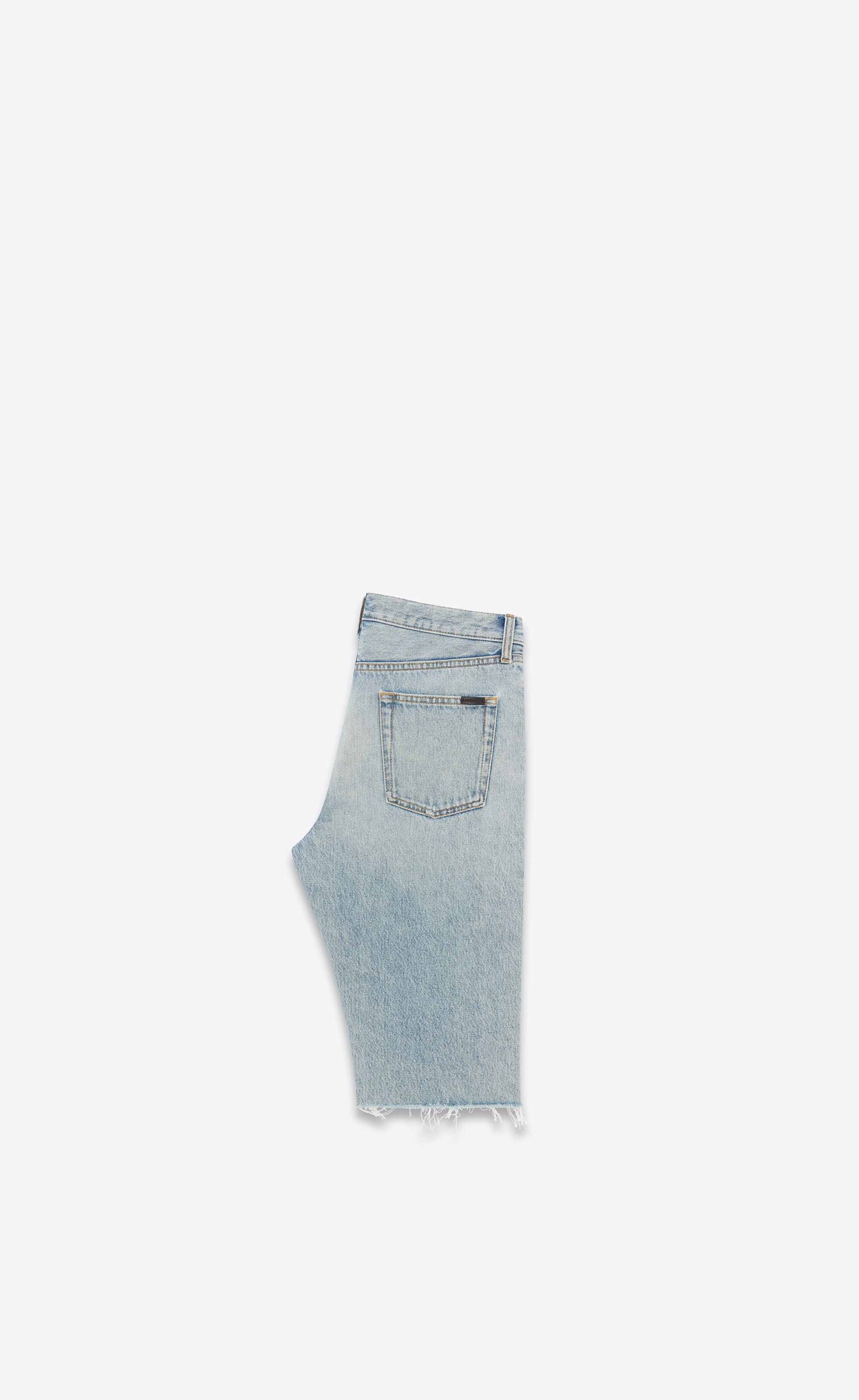 Saint Laurent Paris o1s1wg110325 731551 Relaxed-Fit Shorts In Denim Tuscon Blue Size US 33 - 3 Thumbnail