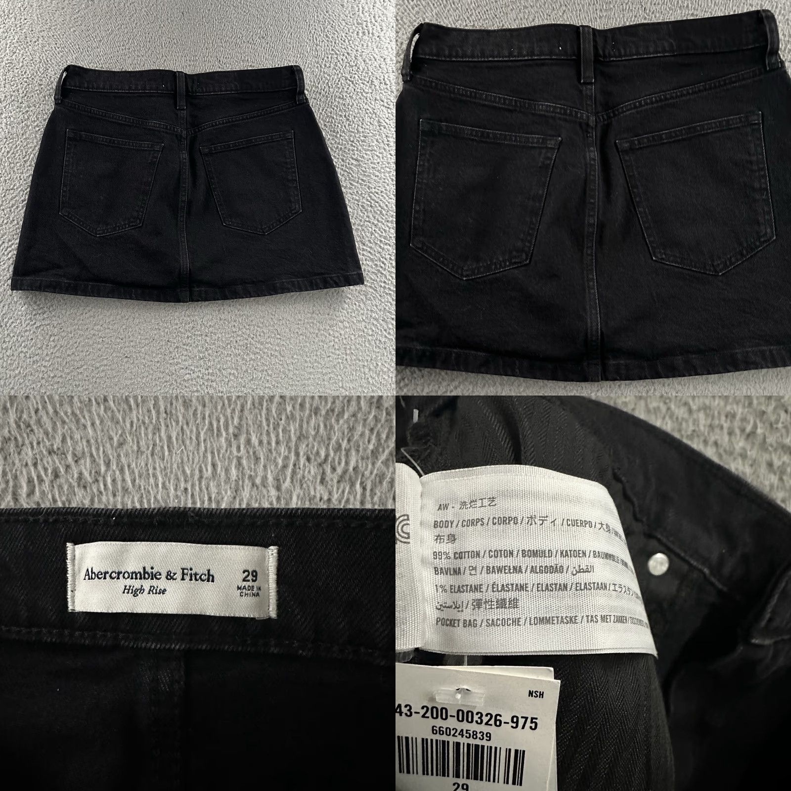 Abercrombie & Fitch Abercrombie & Fitch Womens Mini Skirt Black Size 29 High Rise Denim Studded (Stretch) - Regular Skirt, Short, Women's Fashion Size 29" - 8 Thumbnail