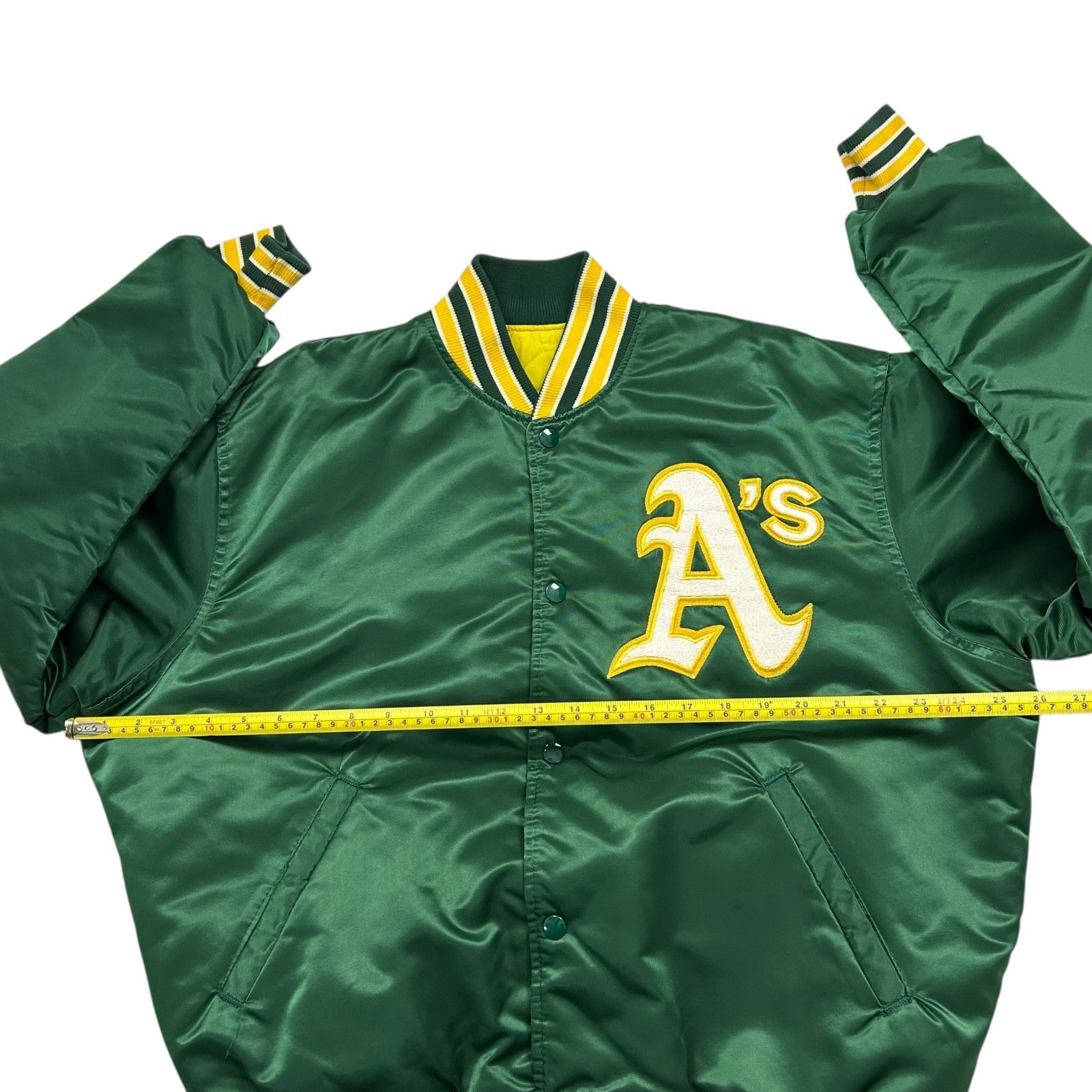 MLB VTG 90s OAKLAND ATHLETICS A's STARTER SATIN JACKET BIG LOGO Size US L / EU 52-54 / 3 - 9 Thumbnail