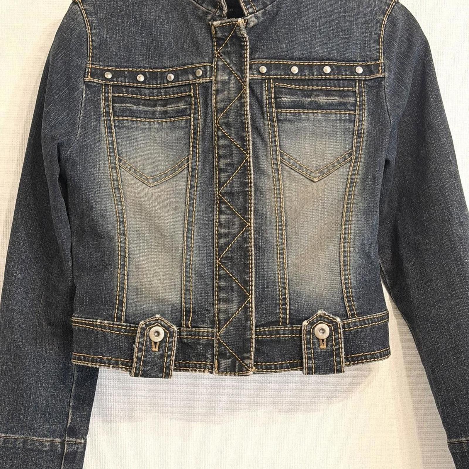Other Biker style stand collar cropped denim jacket Size XS / US 0-2 / IT 36-38 - 2 Thumbnail