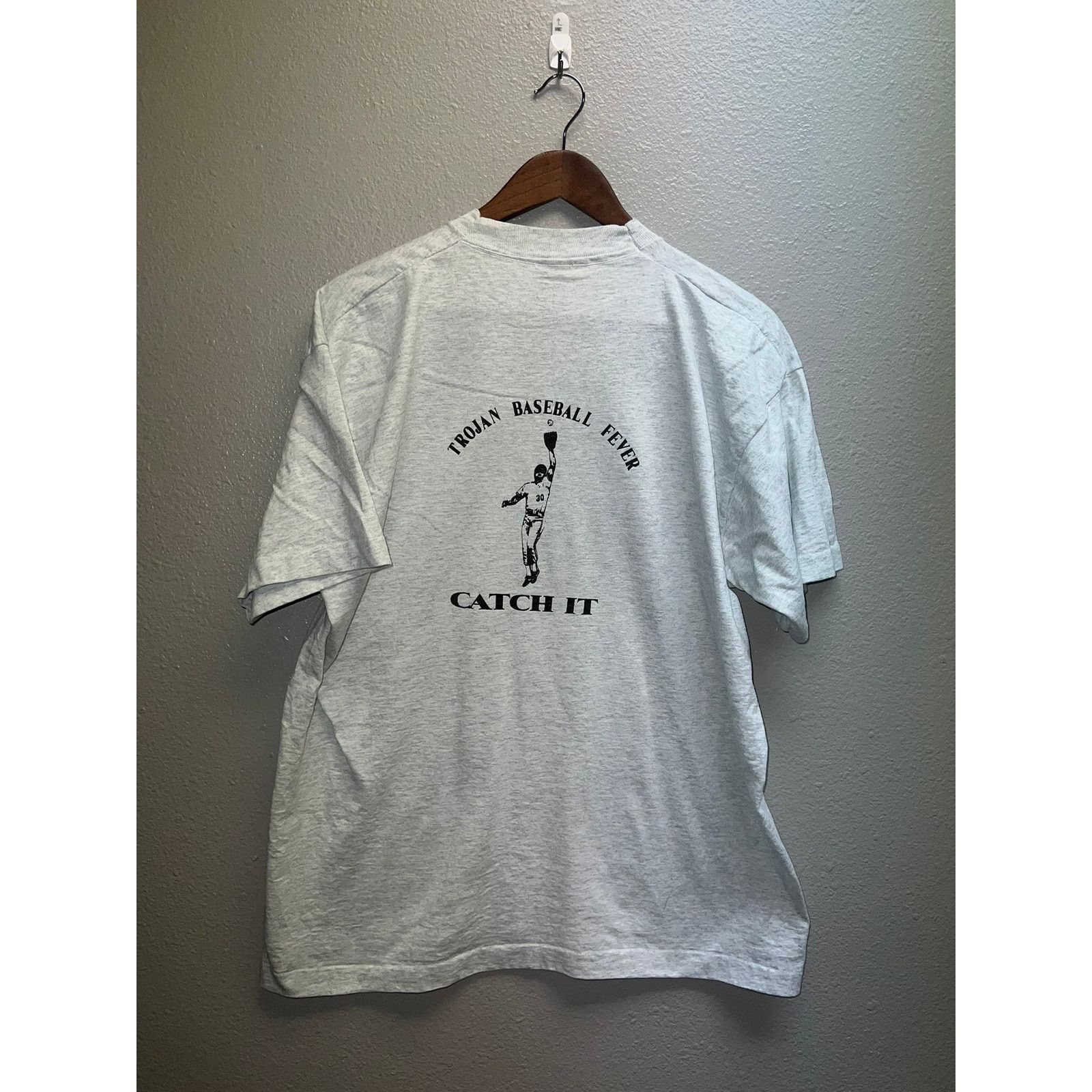 Fruit Of The Loom Vintage Baseball Shirt Trojan Baseball Fever Catch It Tee XL Size US XL / EU 56 / 4 - 5 Thumbnail