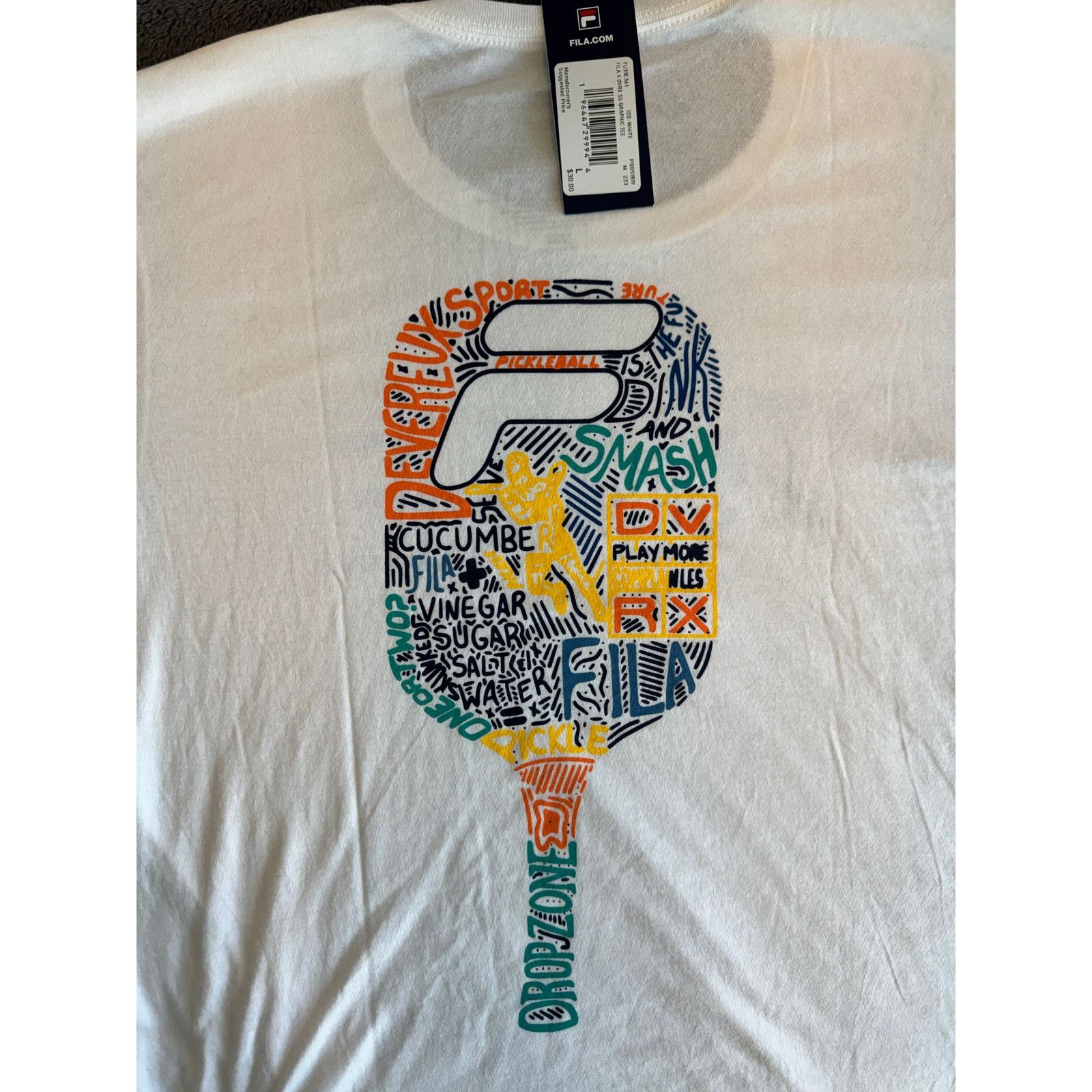 Fila FILA White Pickleball T-Shirt (XL) Size US L / EU 52-54 / 3 - 3 Thumbnail