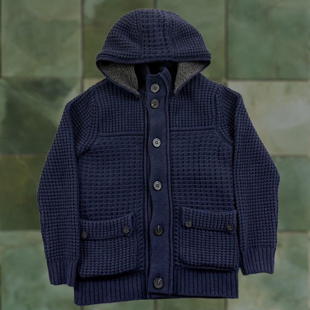 Vintage Emozioni Uomo Sweater Mens Small Blue Hooded Cardigan Wool Blend Italy Size US S / EU 44-46 / 1 - 1 Thumbnail