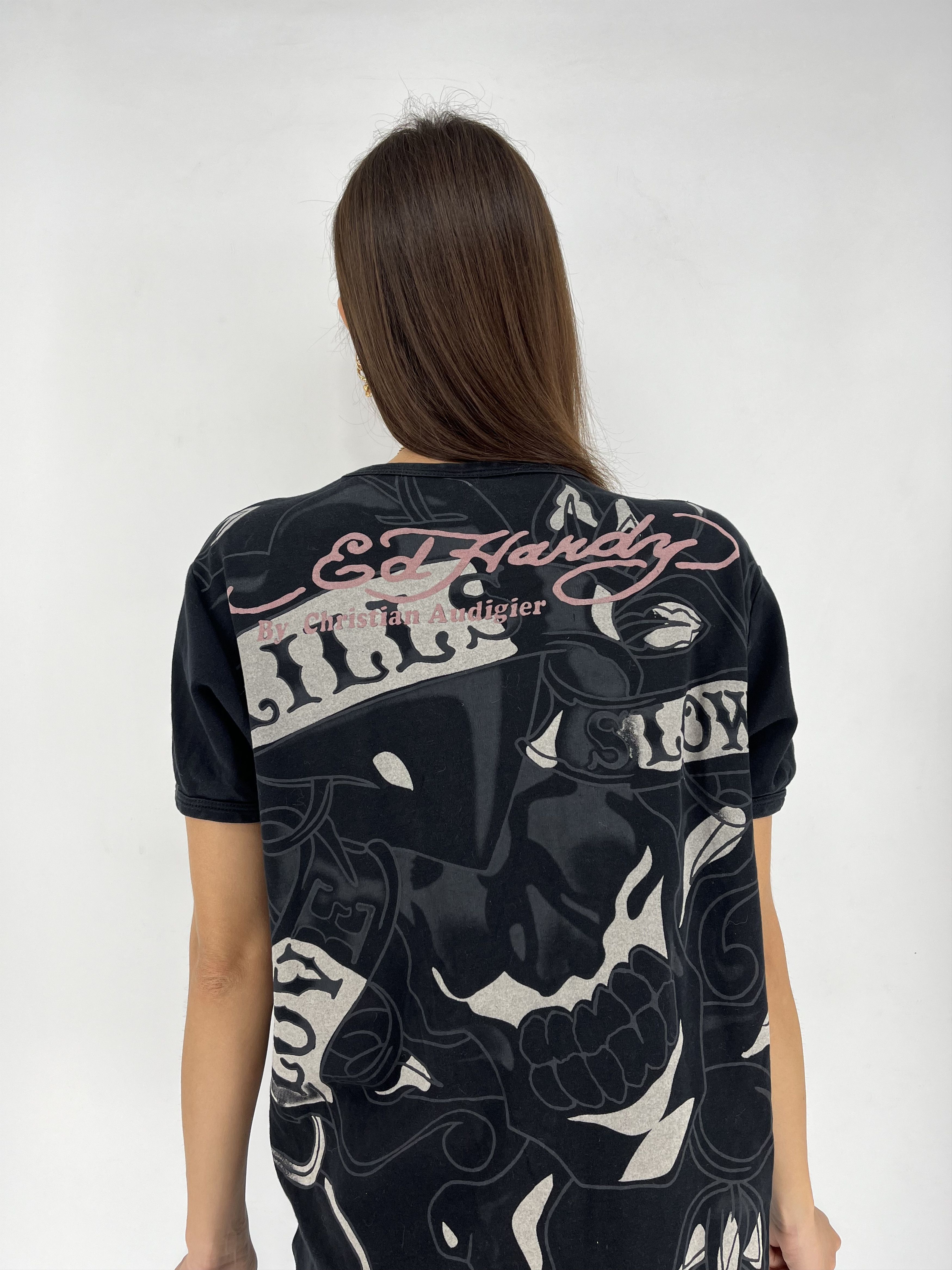 Affliction Vintage Y2K Christian Audigier Women’s Rhinestones T-Shirt Size L / US 10 / IT 46 - 8 Thumbnail