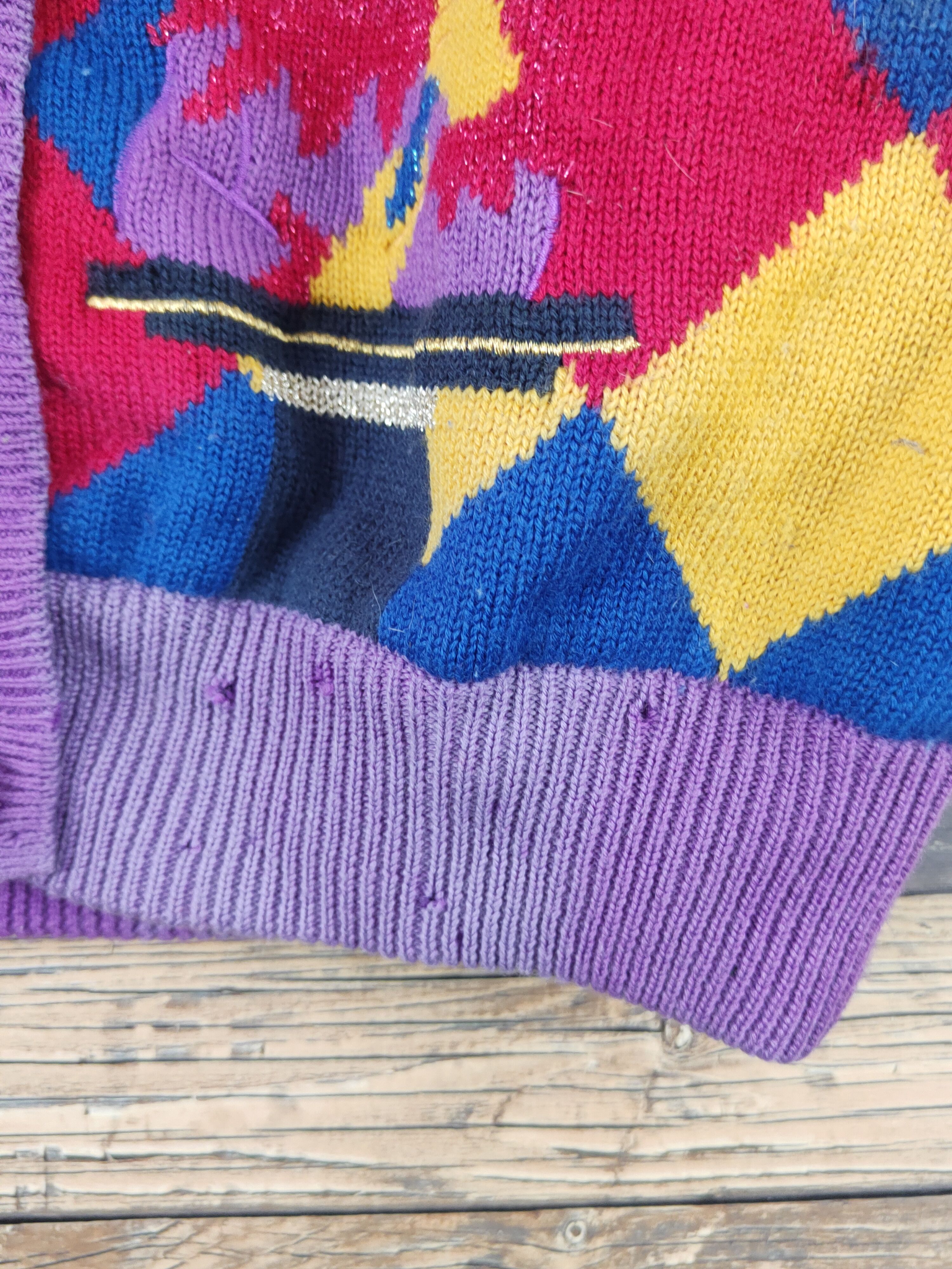 Vintage Bonheur Purple clown Knitwear Cardigan #W1813 Size US M / EU 48-50 / 2 - 11 Thumbnail