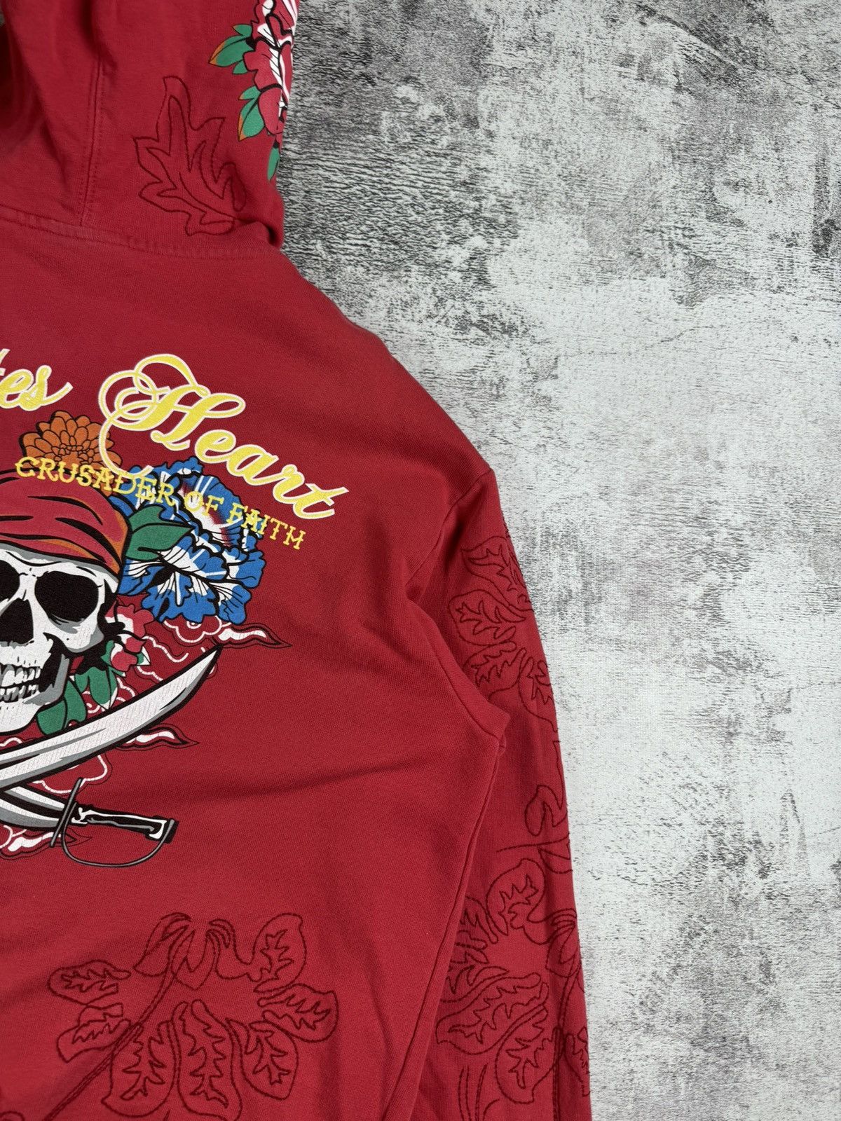 Japanese Brand × Vintage Y2K Skull John Devin Pirates Heart Ed Hardy Style Zip Hoodie Size US L / EU 52-54 / 3 - 16 Thumbnail