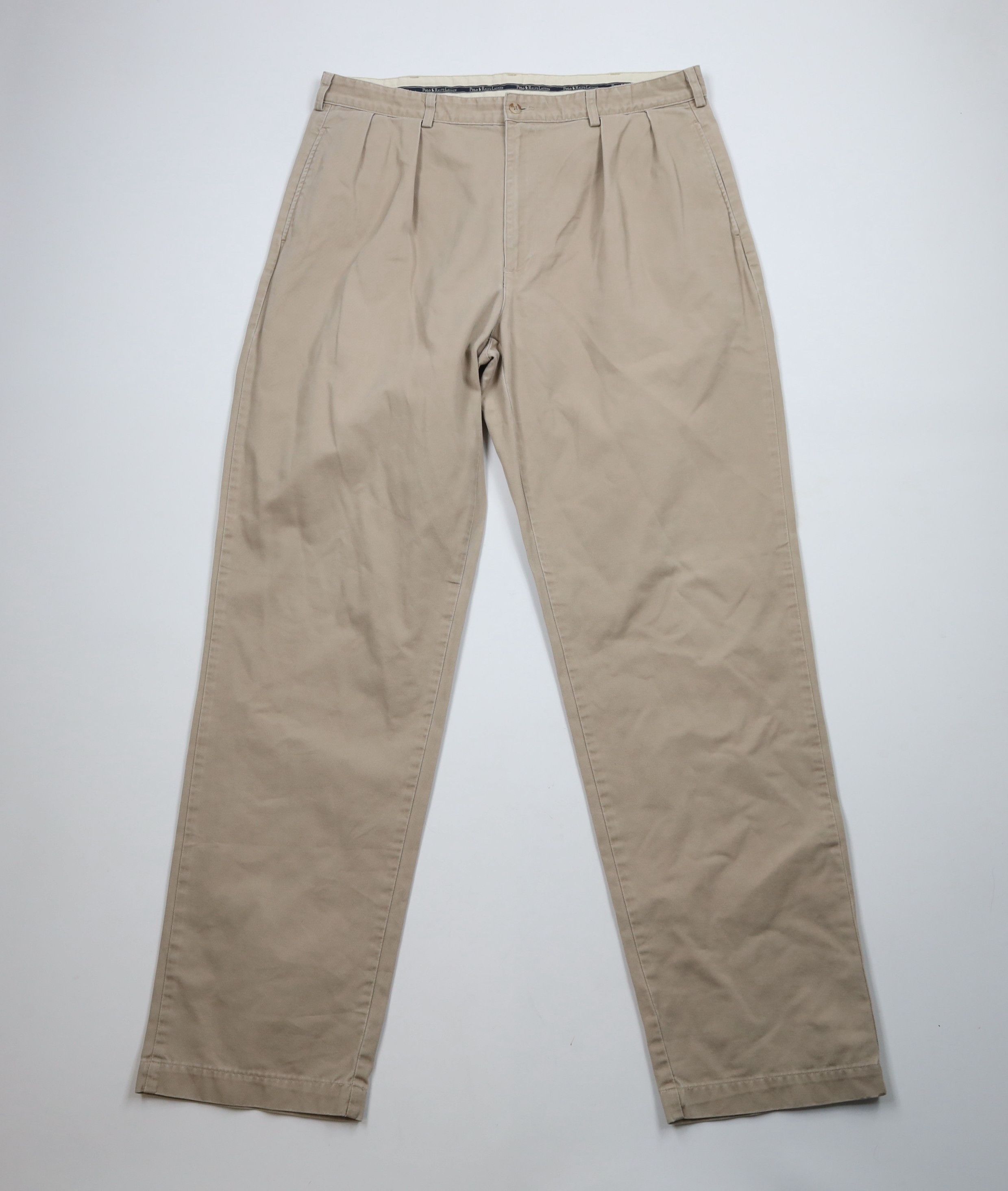 Ralph Lauren × Vintage Vintage 90s Ralph Lauren Chino Pants Beige Cotton USA Size US 36 / EU 52 - 1 Thumbnail