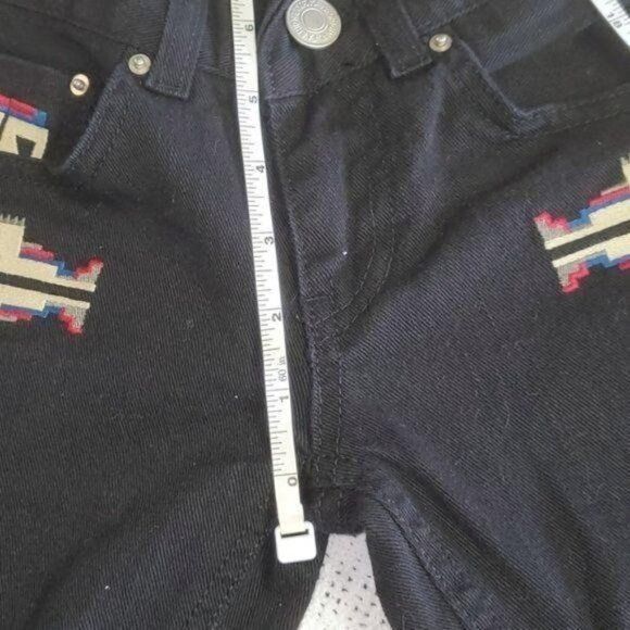 Vintage Vincent by Designerclub Jeans Aztec Embroidered Sz. 26 Black Size 26" / US 2 / IT 38 - 12 Thumbnail