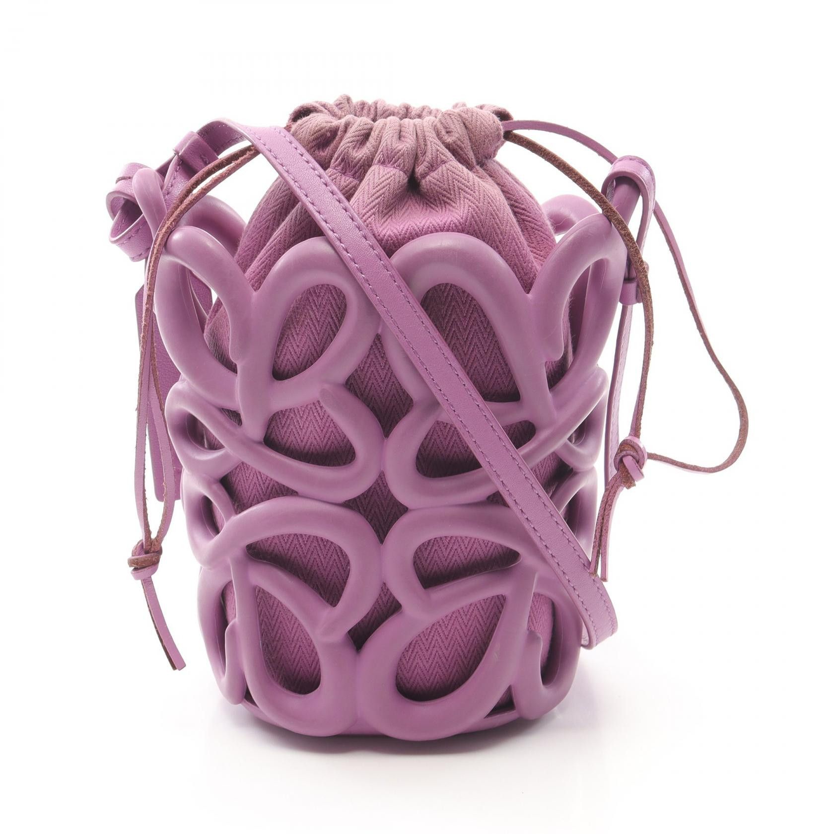 Loewe Loewe Anagram Inflated Pocket Rubber Canvas Leather Shoulder Bag Plastic Shoulder Bag in Purple, Women's