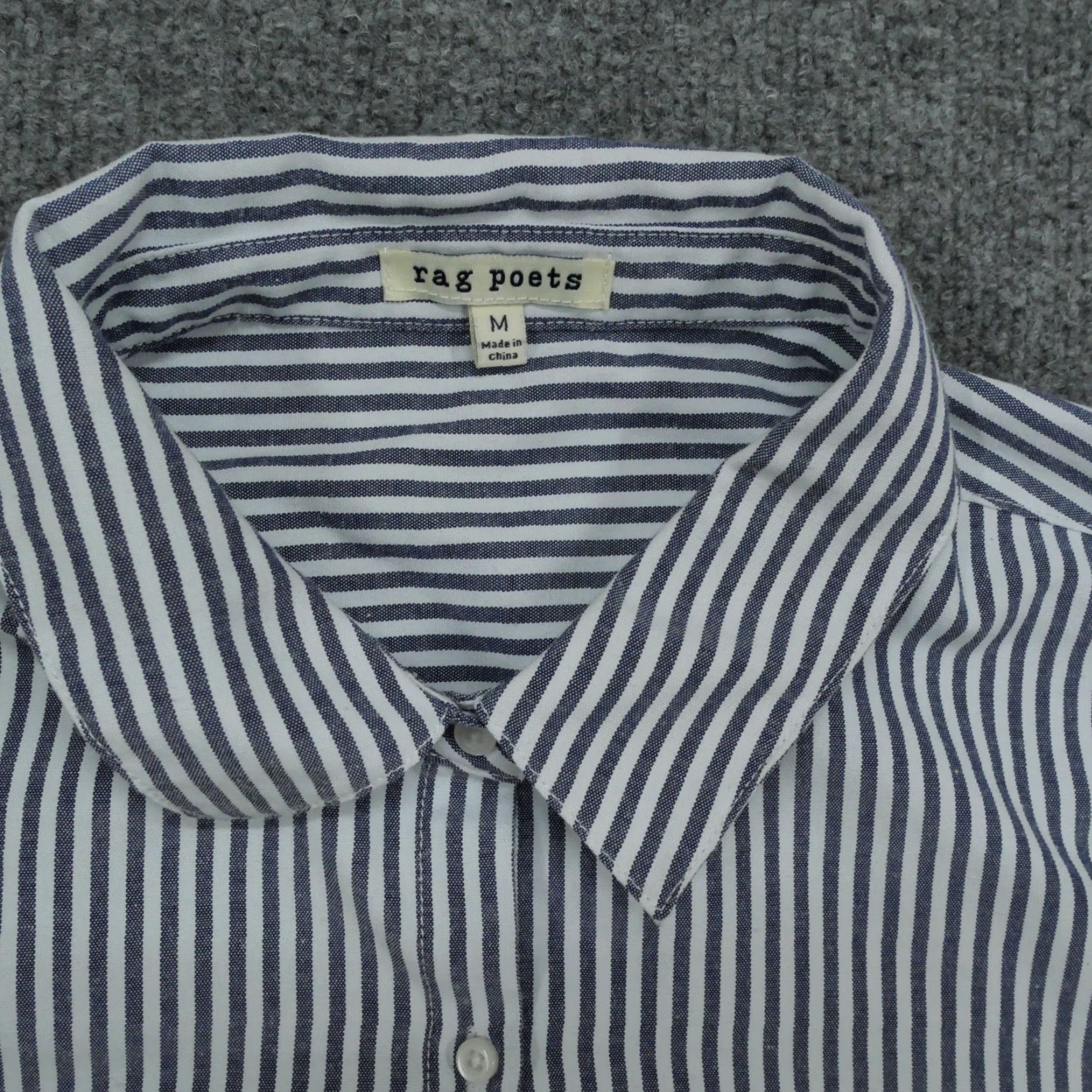 Vintage Rag Poets Shirt Women M Blue Striped Button-Up Long Sleeve Casual Shirt Size M / US 6-8 / IT 42-44 - 4 Thumbnail