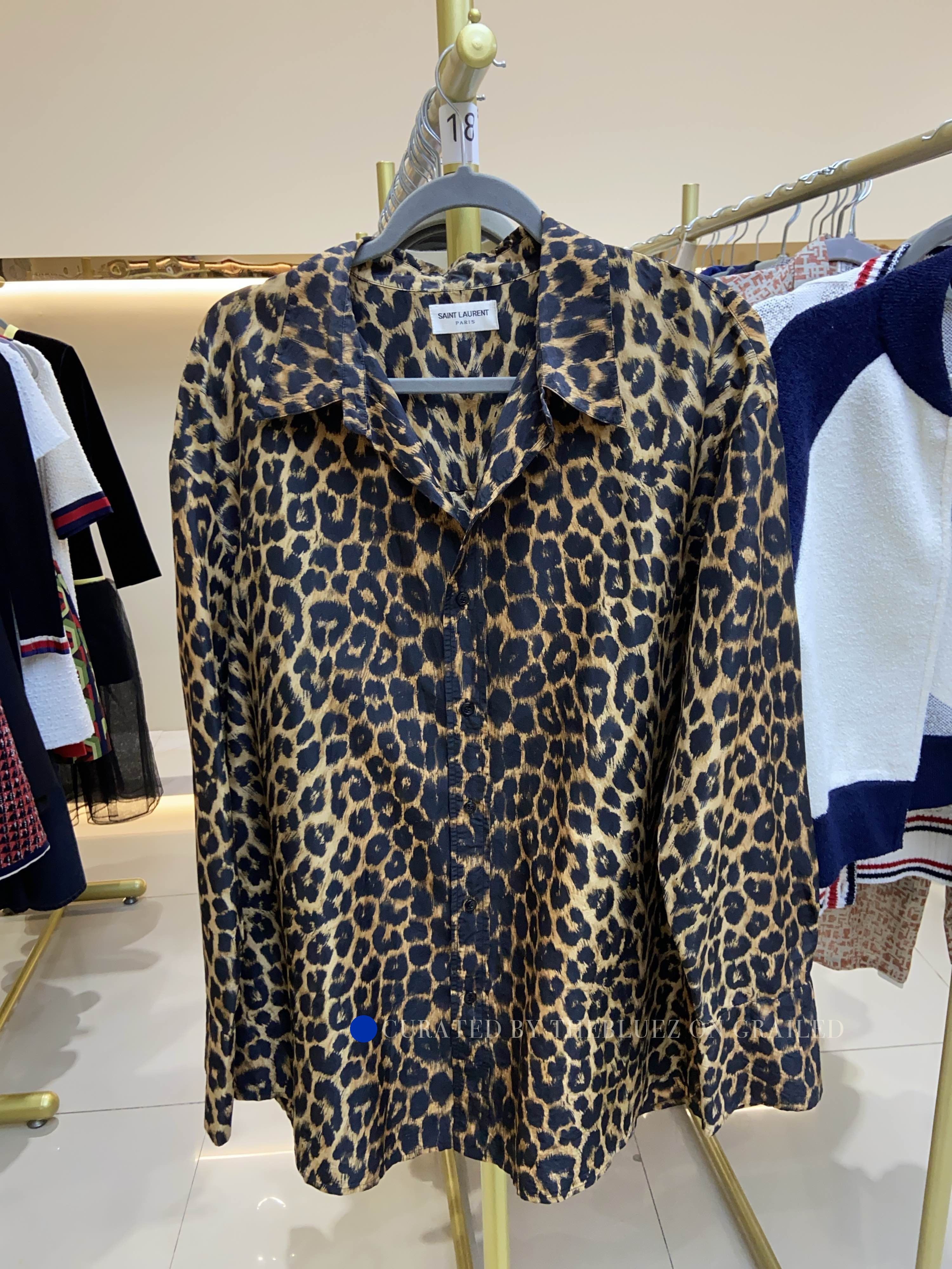 Saint Laurent Paris Leopard Print Silk Button-Up Shirt Size US M / EU 48-50 / 2 - 1 Thumbnail