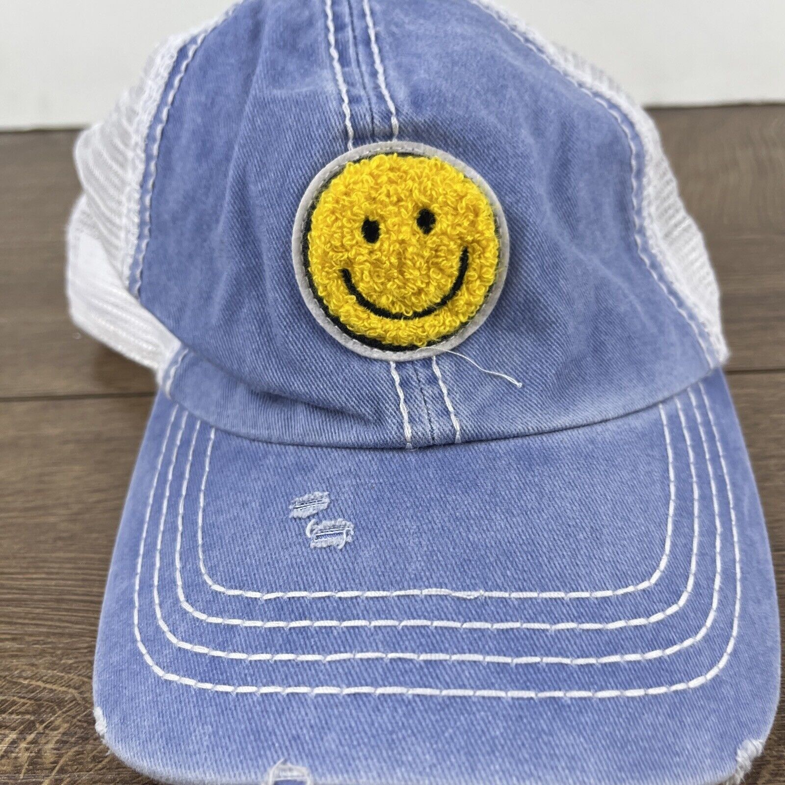 Other Smiley Face Hat Smile Hat Blue Hat Adjustable Adult Size Hat Size ONE SIZE - 5 Thumbnail