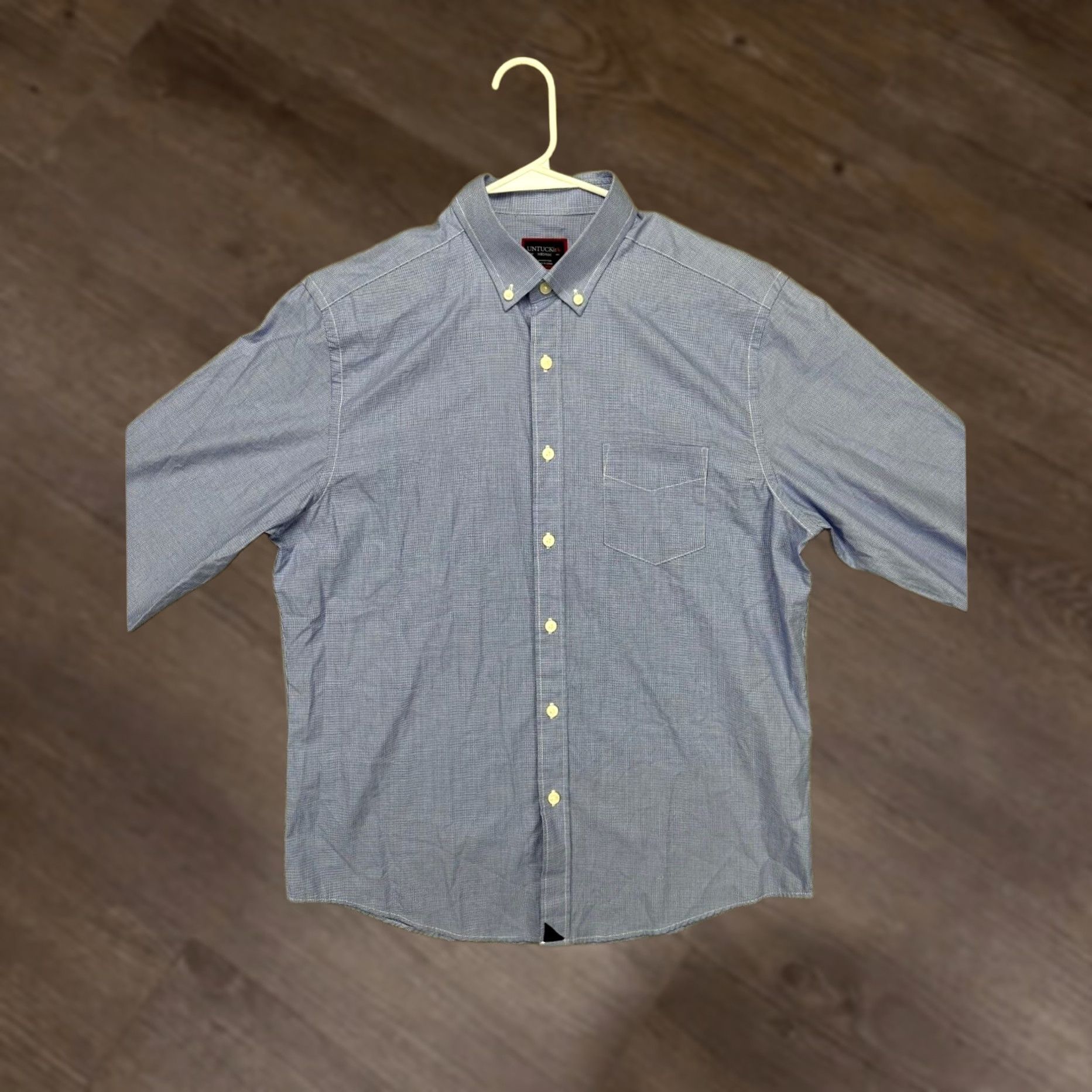 UNTUCKit UNTUCKit Shirt Mens Medium Blue Houndstooth Button Down Long Sleeve 100% Cotton Size US M / EU 48-50 / 2 - 1 Thumbnail