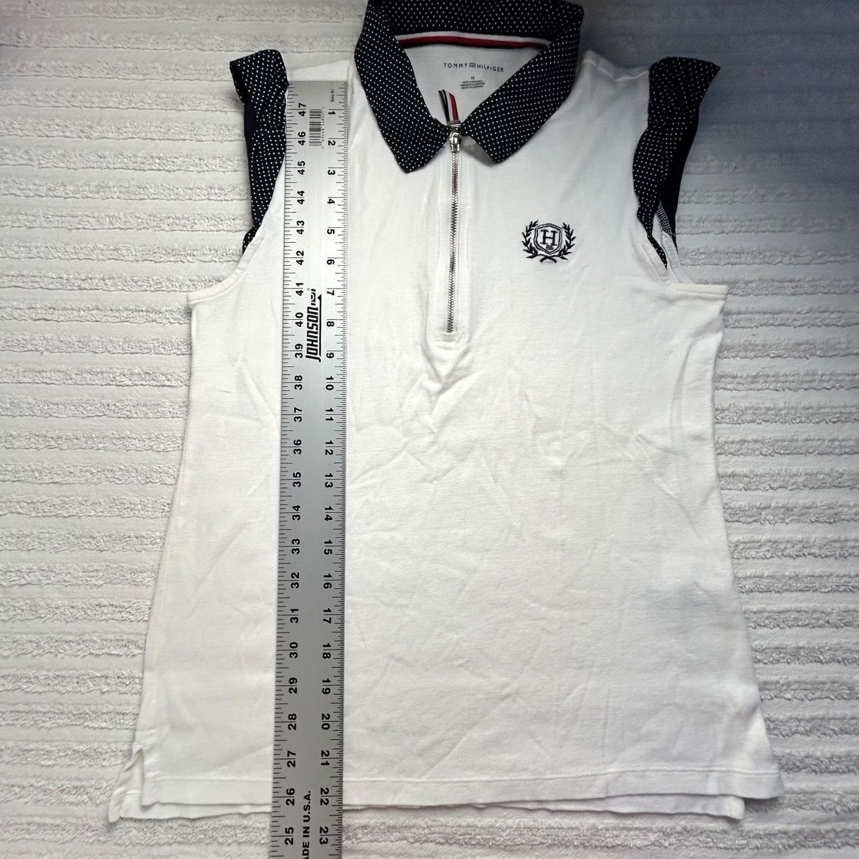 Tommy Hilfiger Tommy Hilfiger Sleeveless Shirt Women's Medium White 1/4 Zip Embroidered Top Size M / US 6-8 / IT 42-44 - 8 Thumbnail