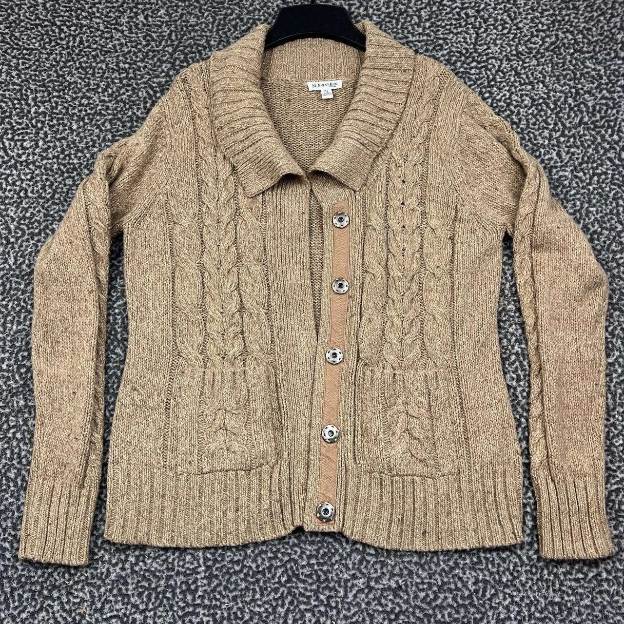 St. Johns Bay St Johns Bay Cardigan Sweater XL Cable Knit Full Snap Jacket Size XL / US 12-14 / IT 48-50 - 1 Thumbnail