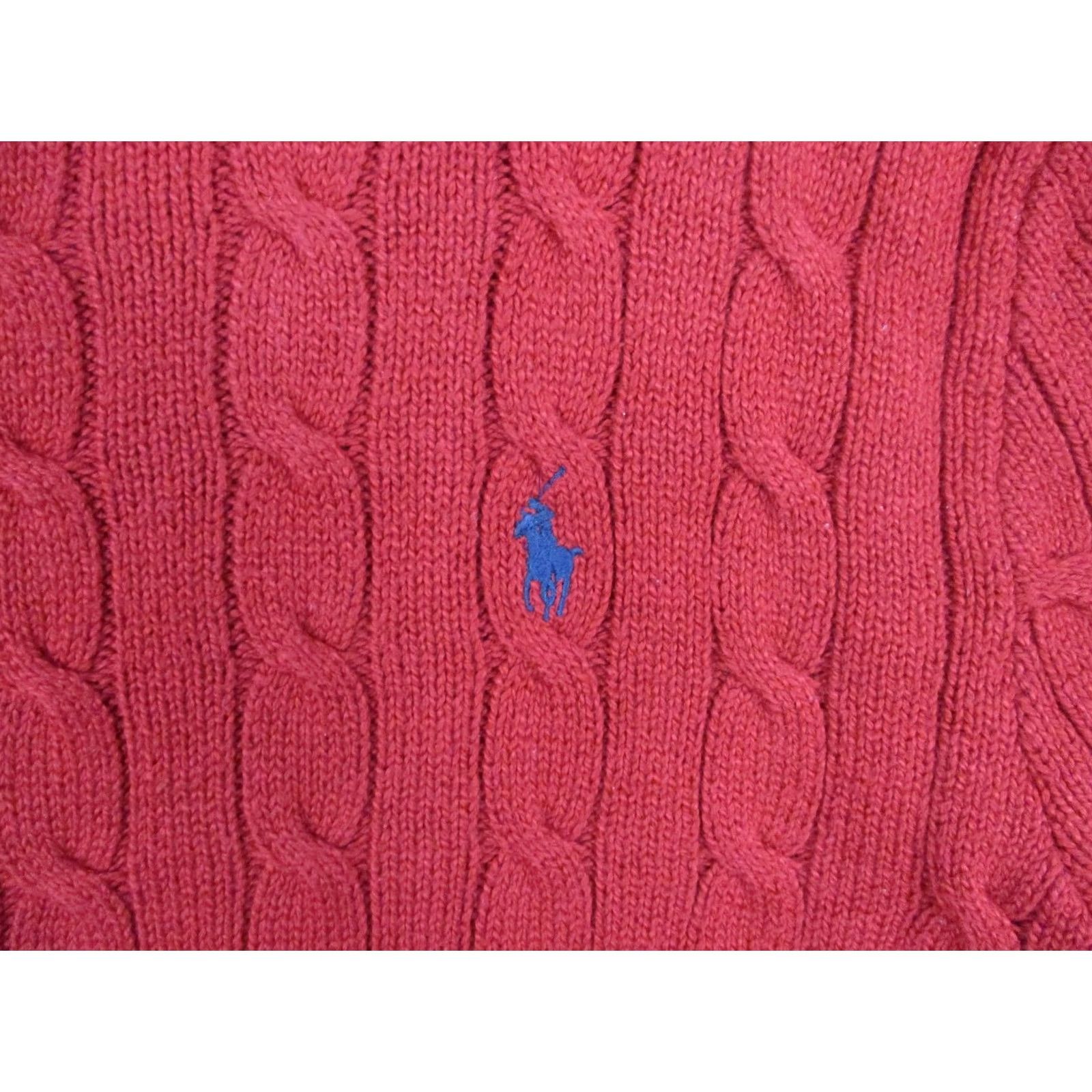 Polo Ralph Lauren Polo Ralph Lauren Sweater Mens XL Red Cable-Knit Crewneck Pullover Pony Logo -- Cotton Knit Size US XL / EU 56 / 4 - 2 Thumbnail