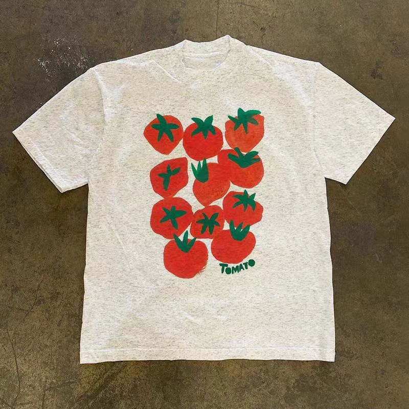 Vintage Grey washed retro tomato print t-shirt Size US L / EU 52-54 / 3 - 1 Thumbnail