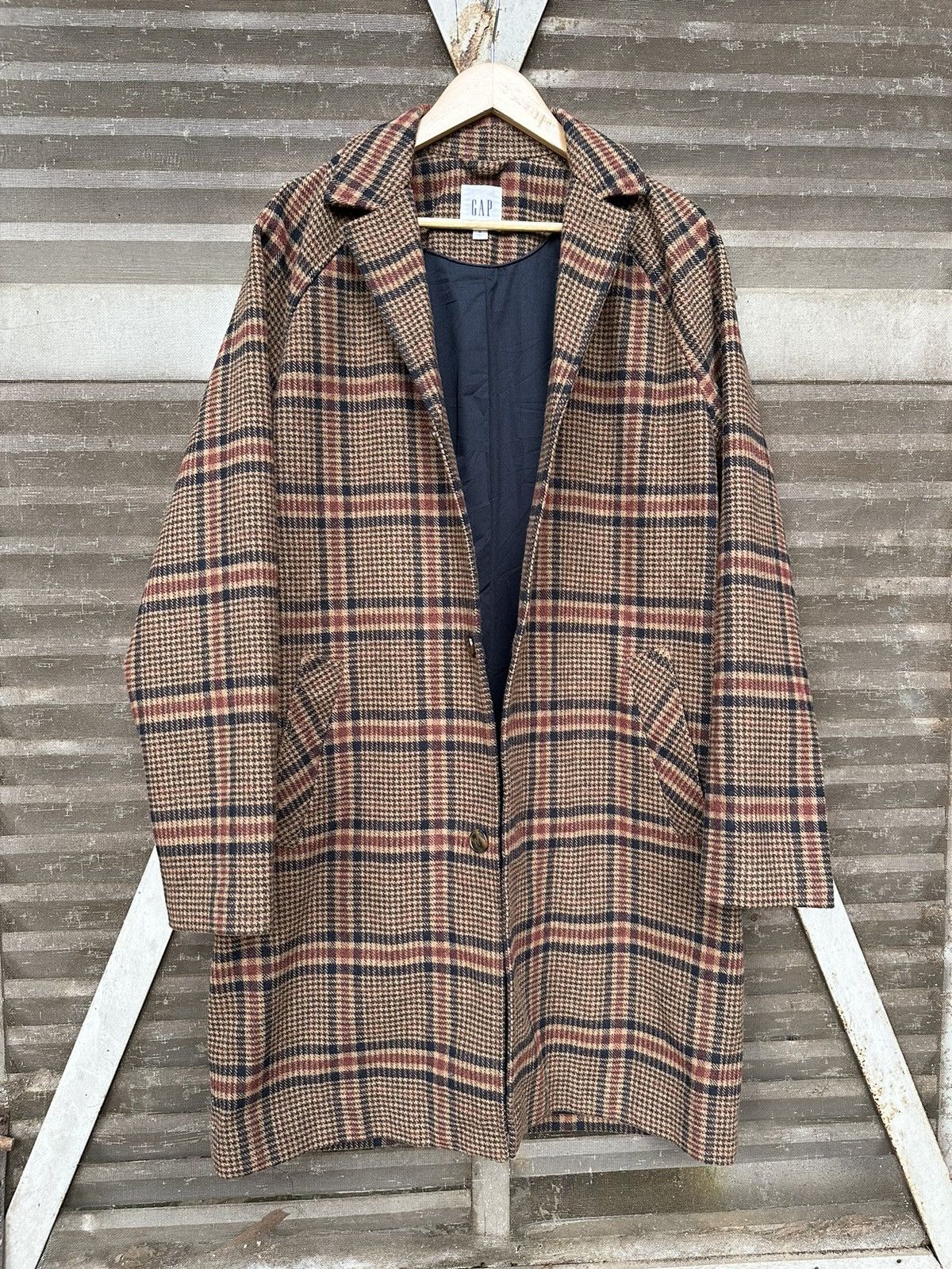 Gap GAP NOVA CHECK DOUBLE BREASTED 100% WOOL LONG JACKET Size US M / EU 48-50 / 2 - 13 Thumbnail