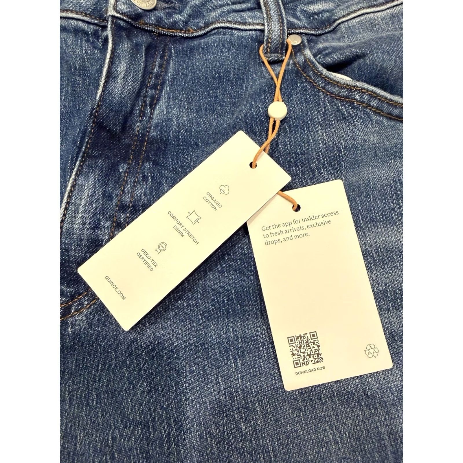 Quince VINTAGE? No. NEW Quince Bella Stretch Relaxed Straight Jeans Atlantic Blue Womens 33 x 28 NWT Size 24" / US 00 / IT 34 - 5 Thumbnail