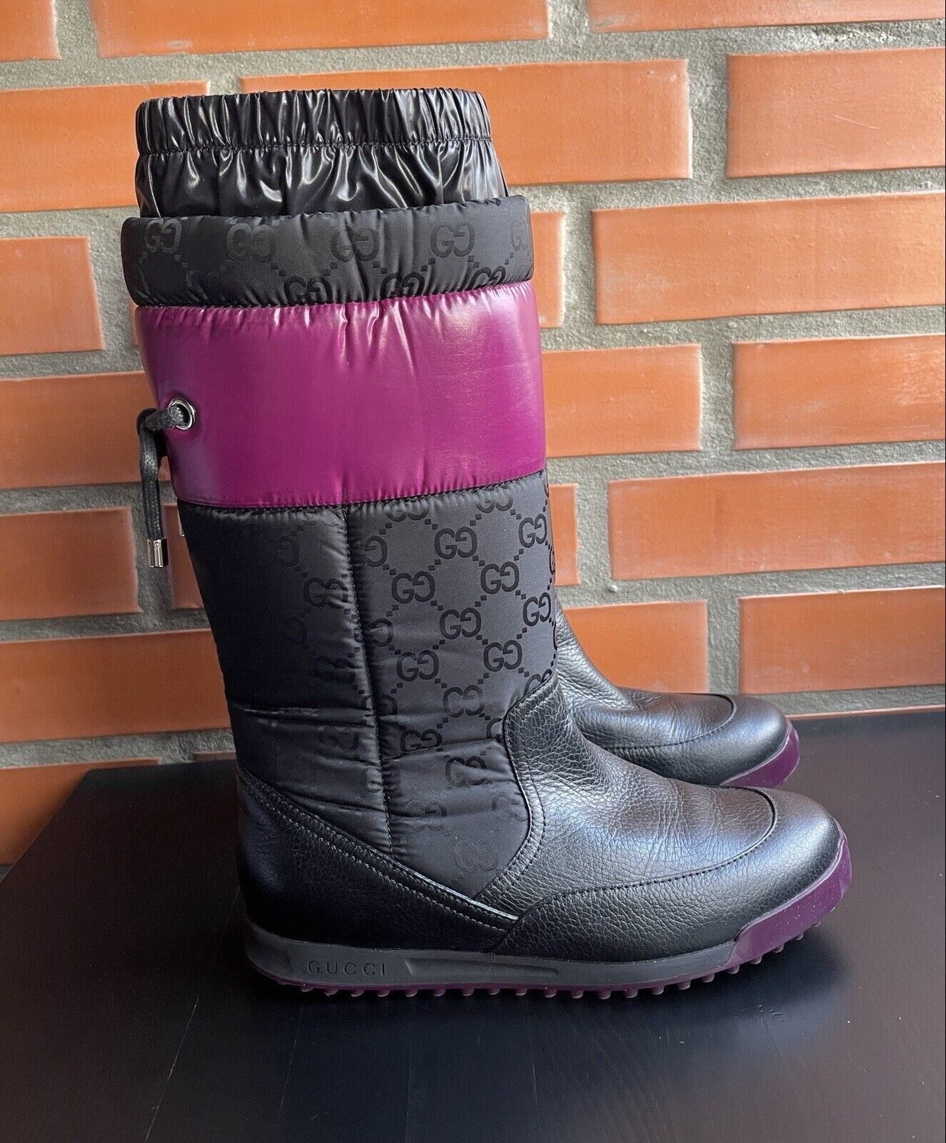 Gucci GUCCI GG NYLON BLACK PURPLE TRIM WINTER BOOTS size 35 Size US 5 / IT 35 - 1 Thumbnail