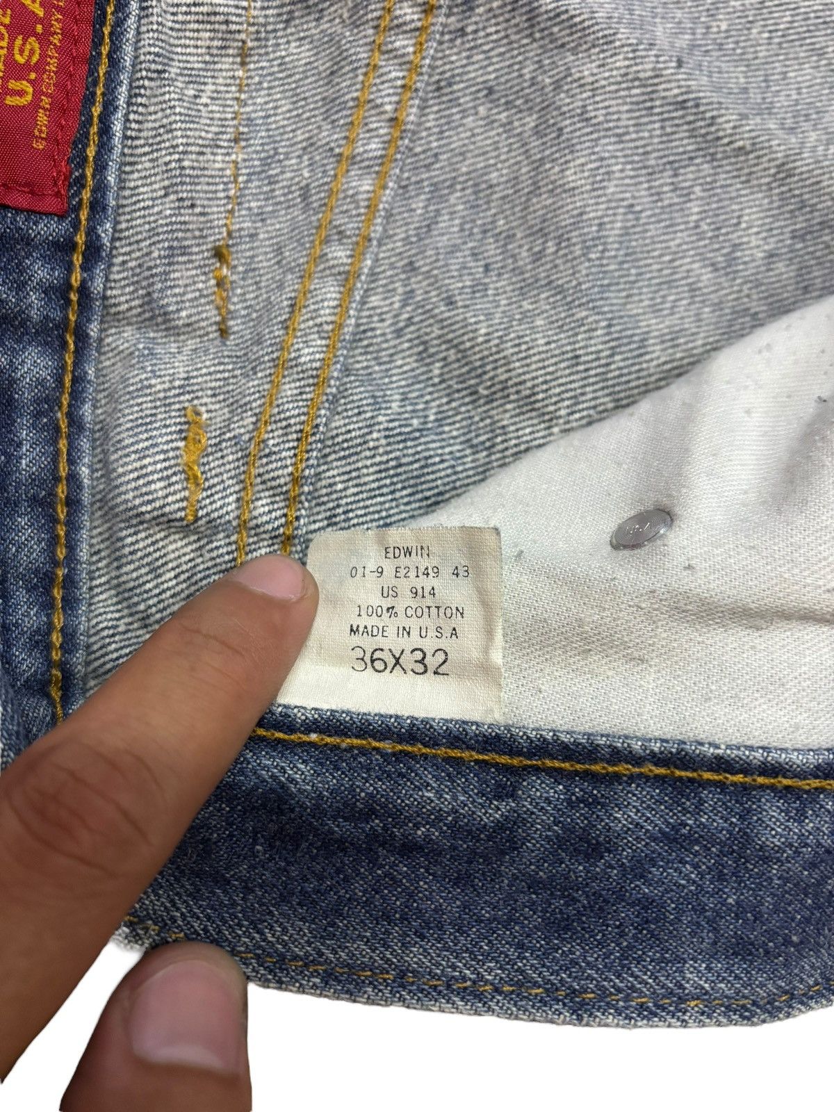 Edwin × Japanese Brand × Vintage Vintage Edwin 914 Classic Faded Blue Washed Jeans Size US 34 / EU 50 - 6 Thumbnail
